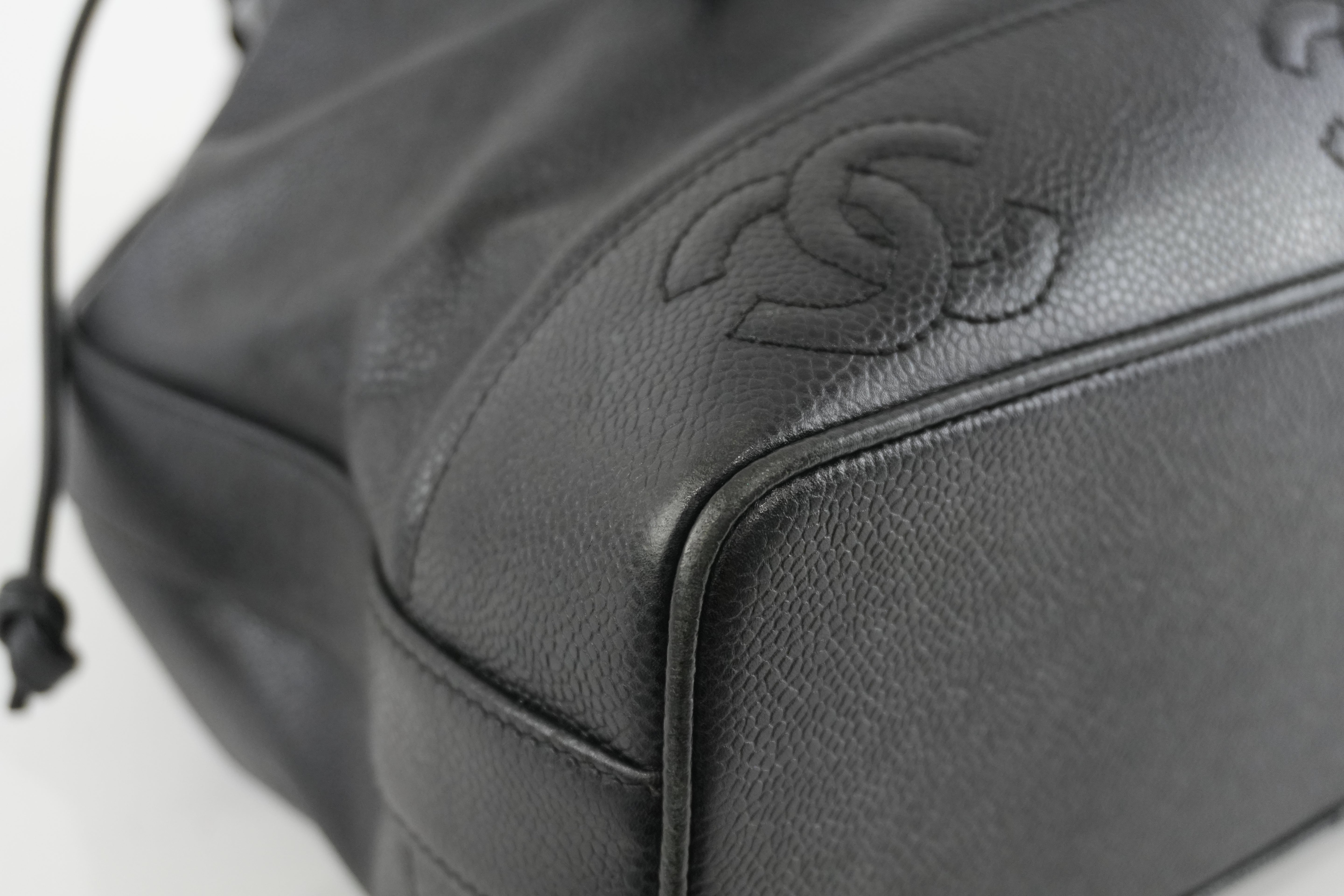 Chanel Caviar Shoulder Bucket Bag Black Used