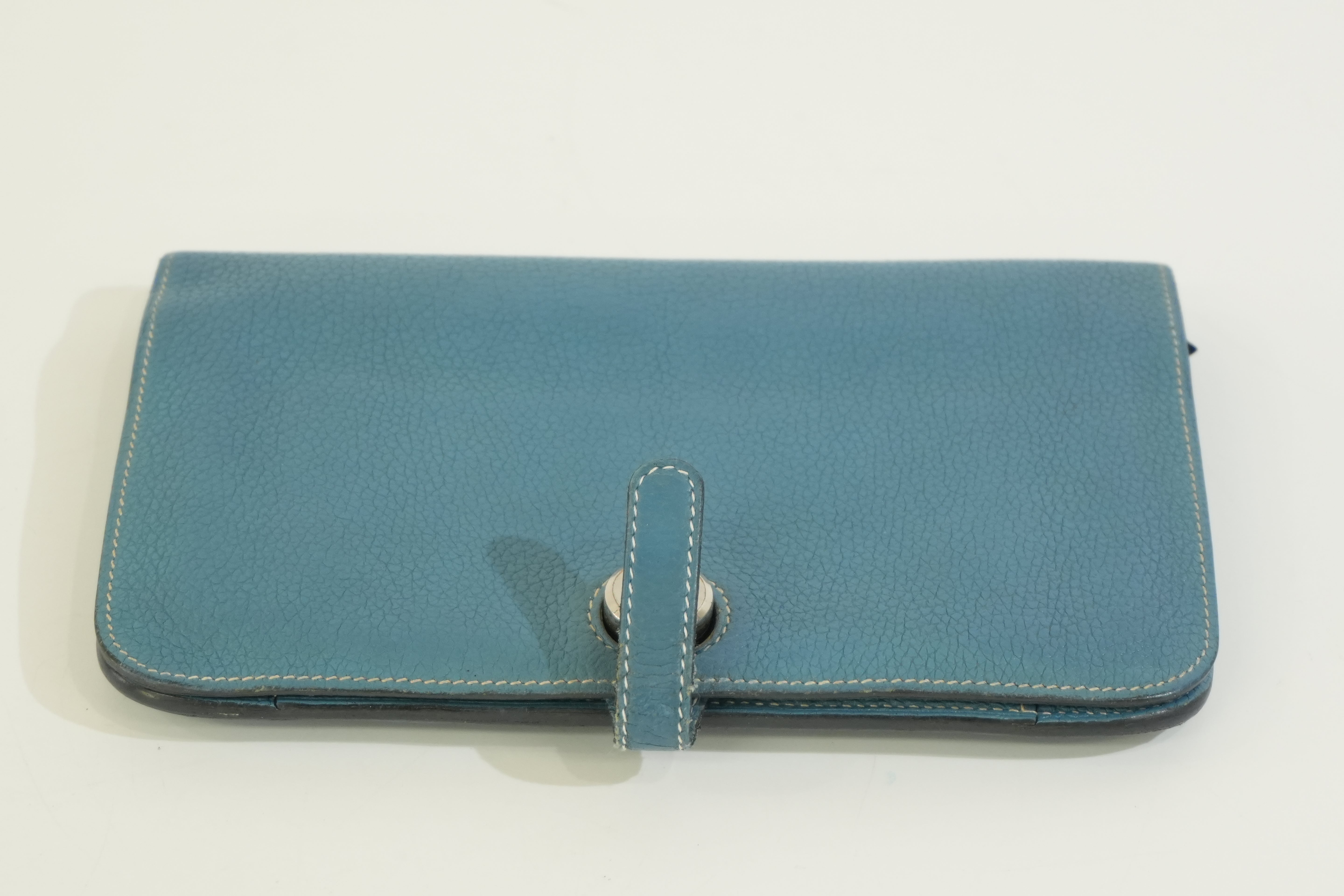 Pre-owned Hermes Dogon Long Wallet Blue