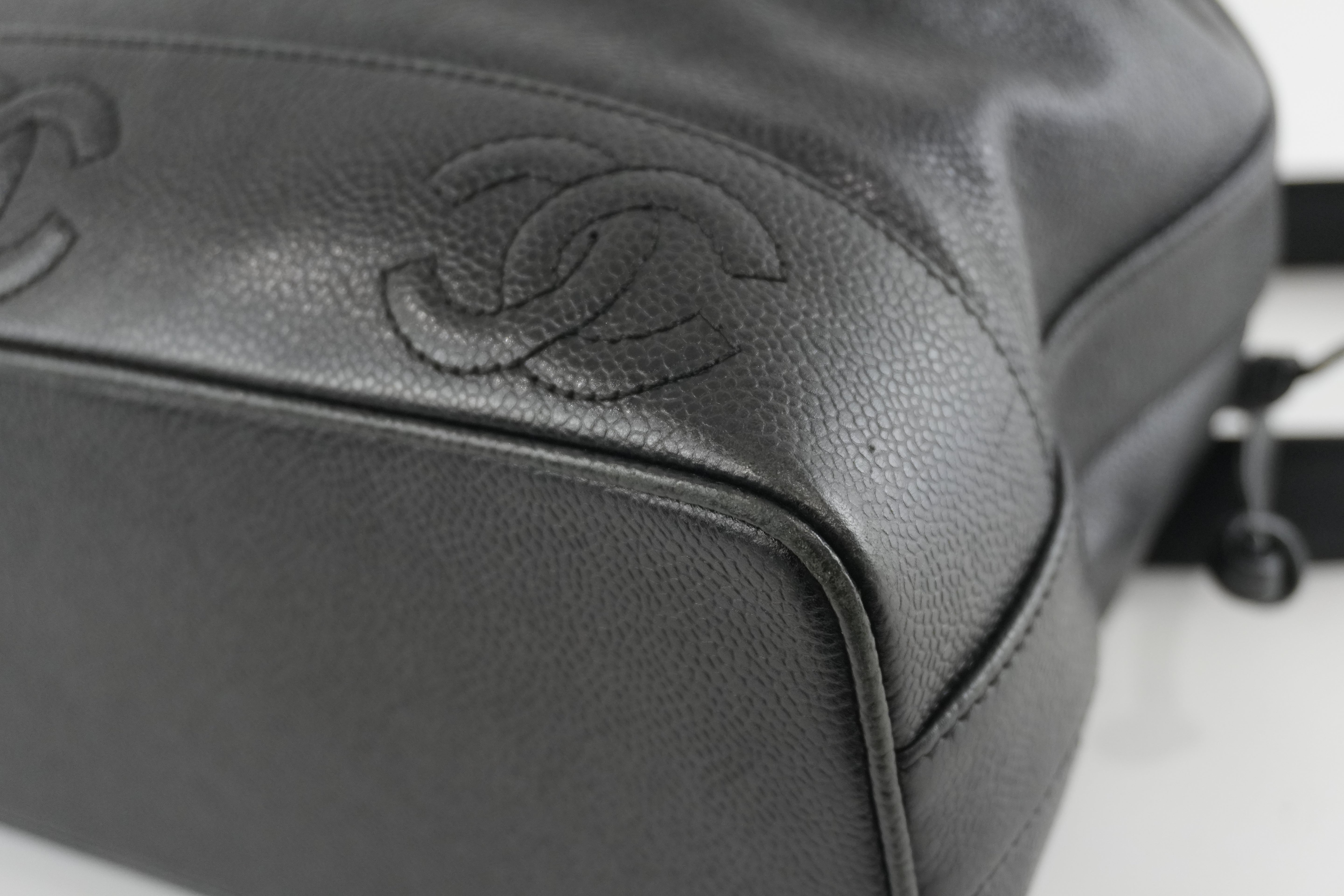 Chanel Caviar Shoulder Bucket Bag Black Used