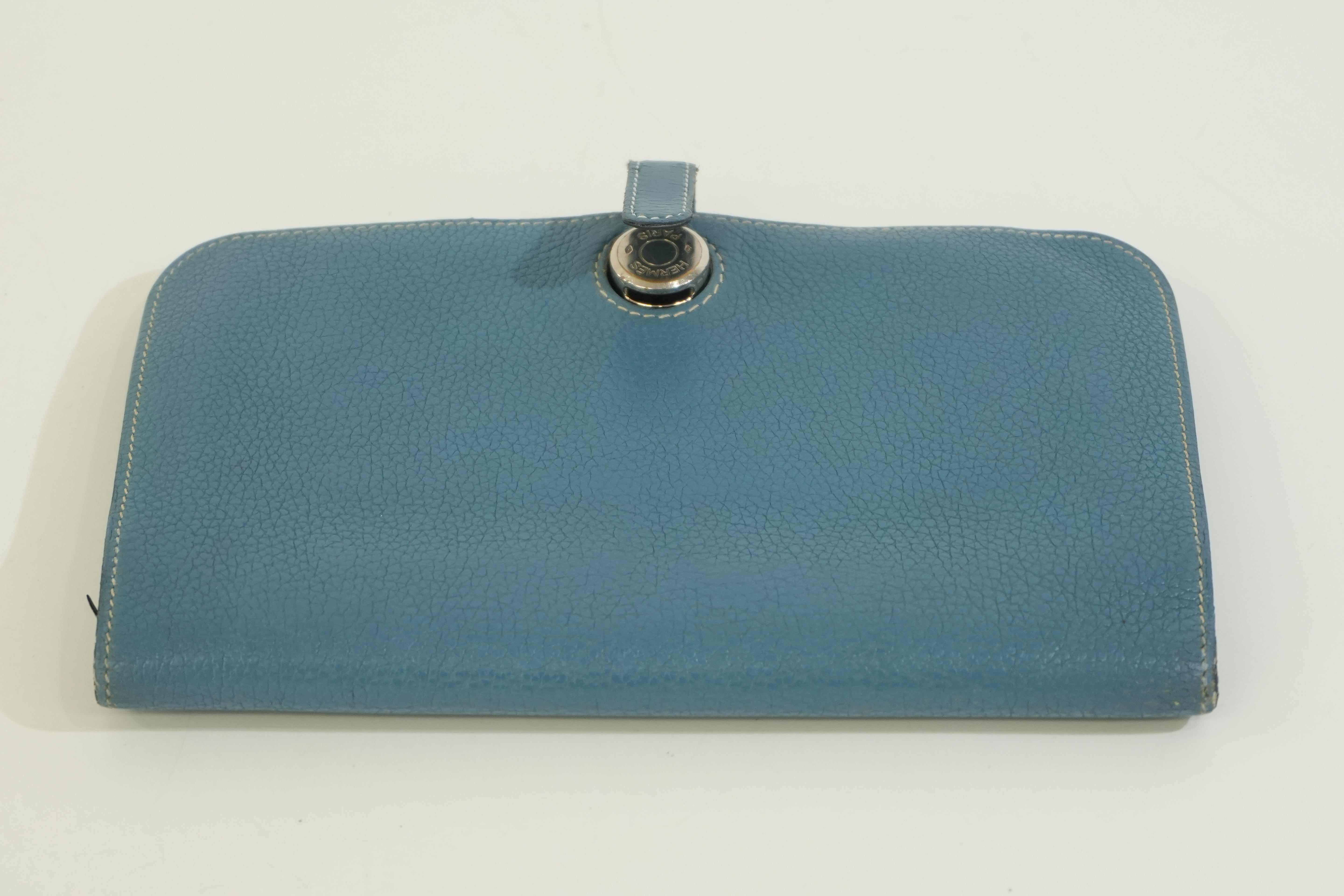 Pre-owned Hermes Dogon Long Wallet Blue
