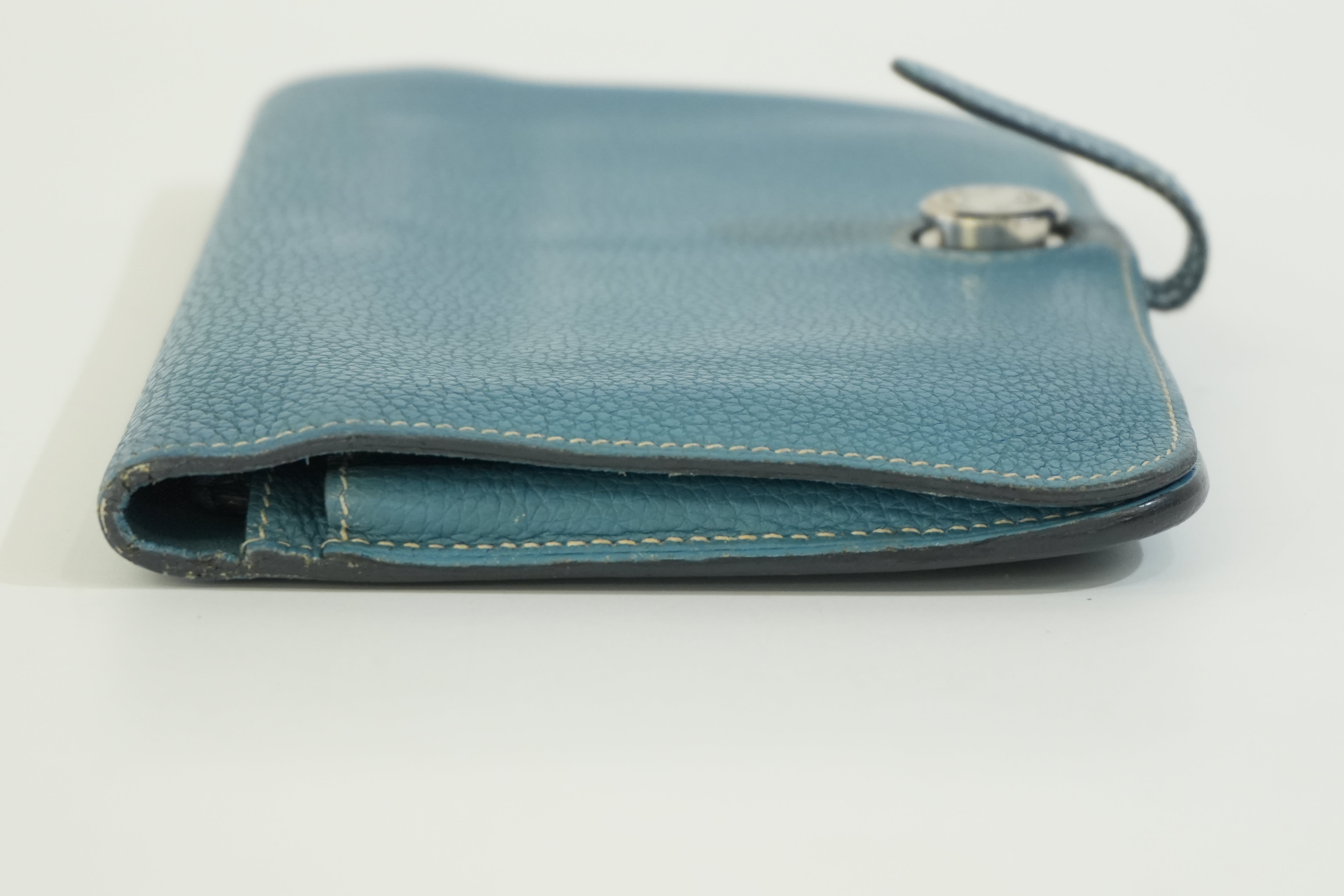 Pre-owned Hermes Dogon Long Wallet Blue