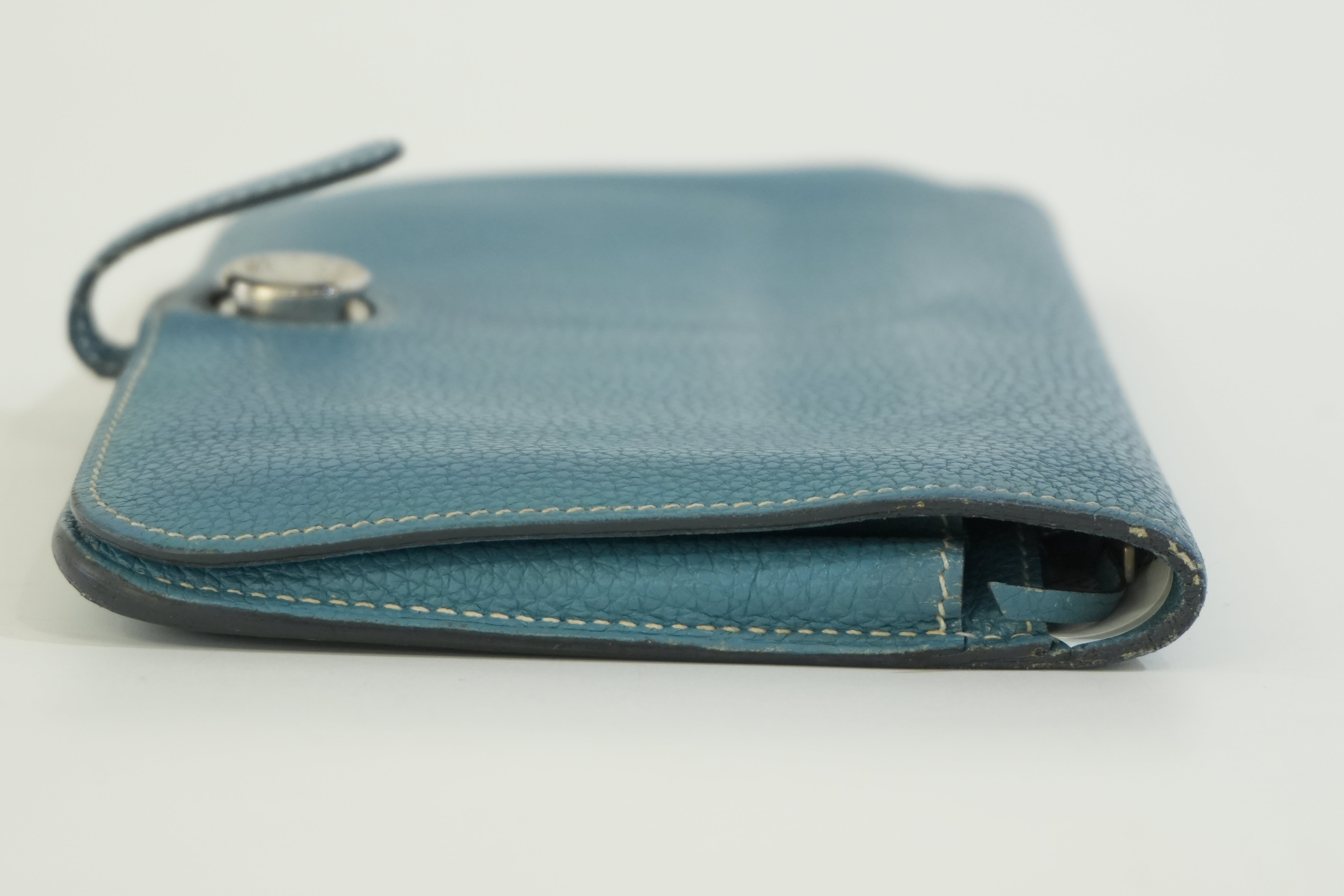 Pre-owned Hermes Dogon Long Wallet Blue