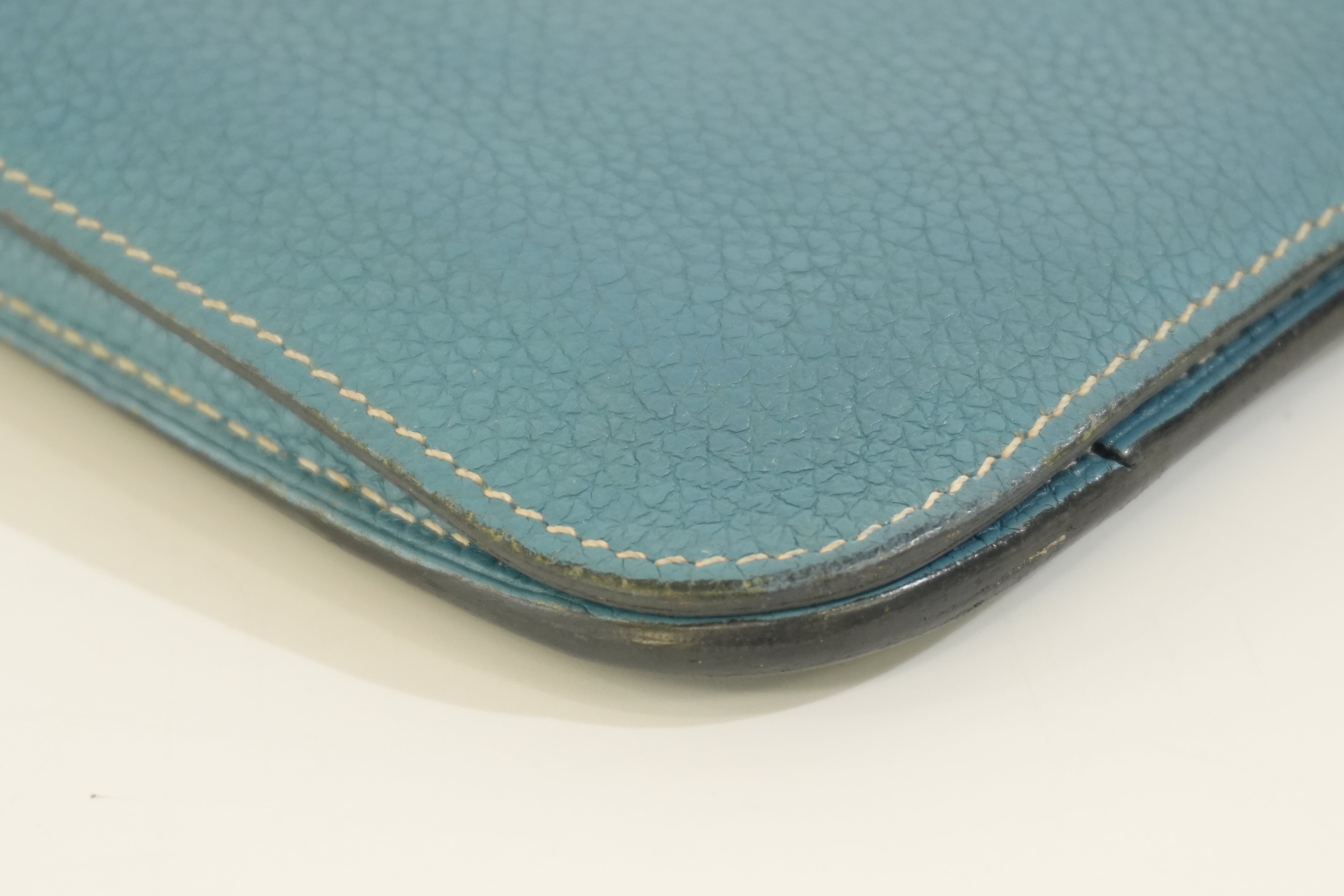 Pre-owned Hermes Dogon Long Wallet Blue