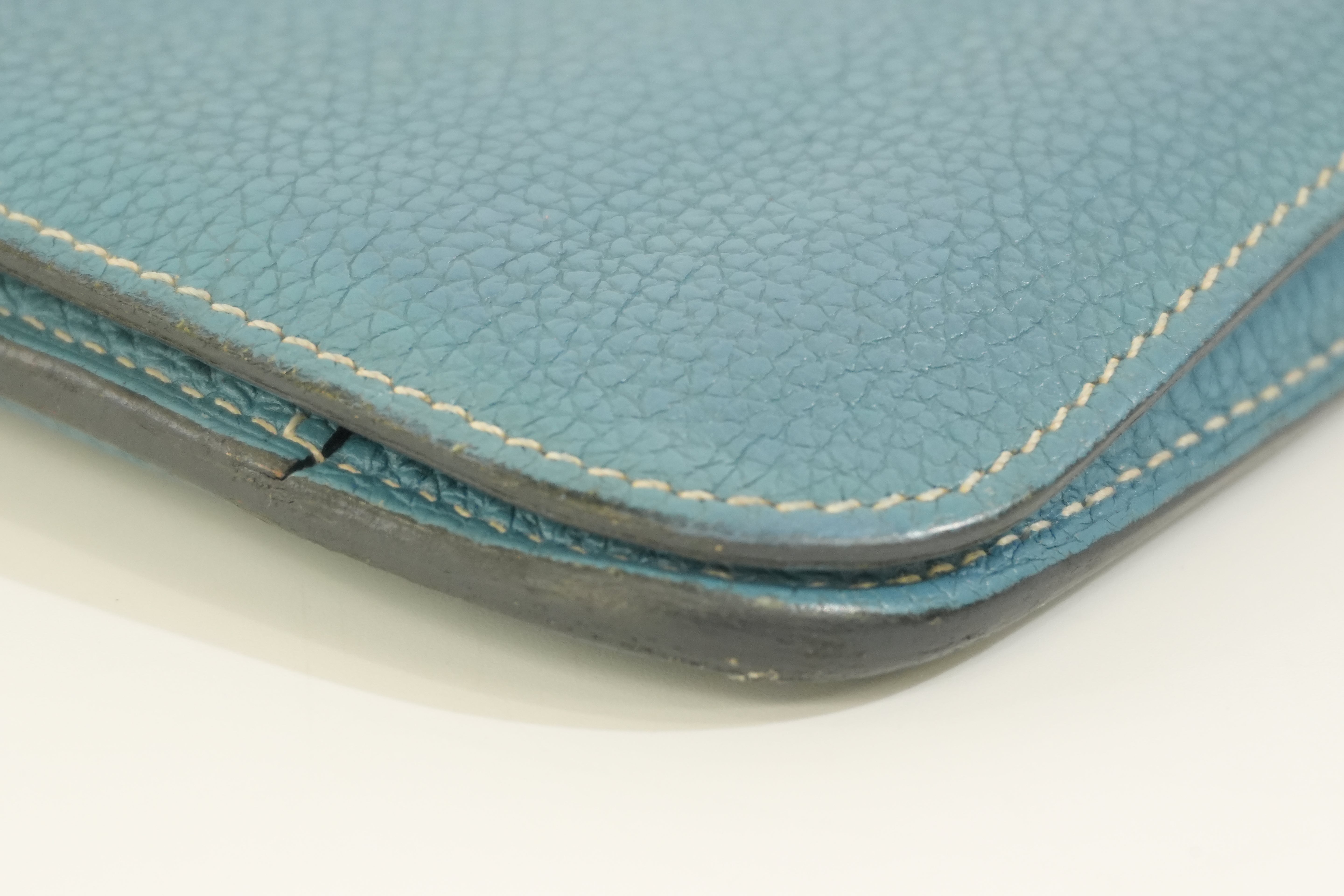 Pre-owned Hermes Dogon Long Wallet Blue