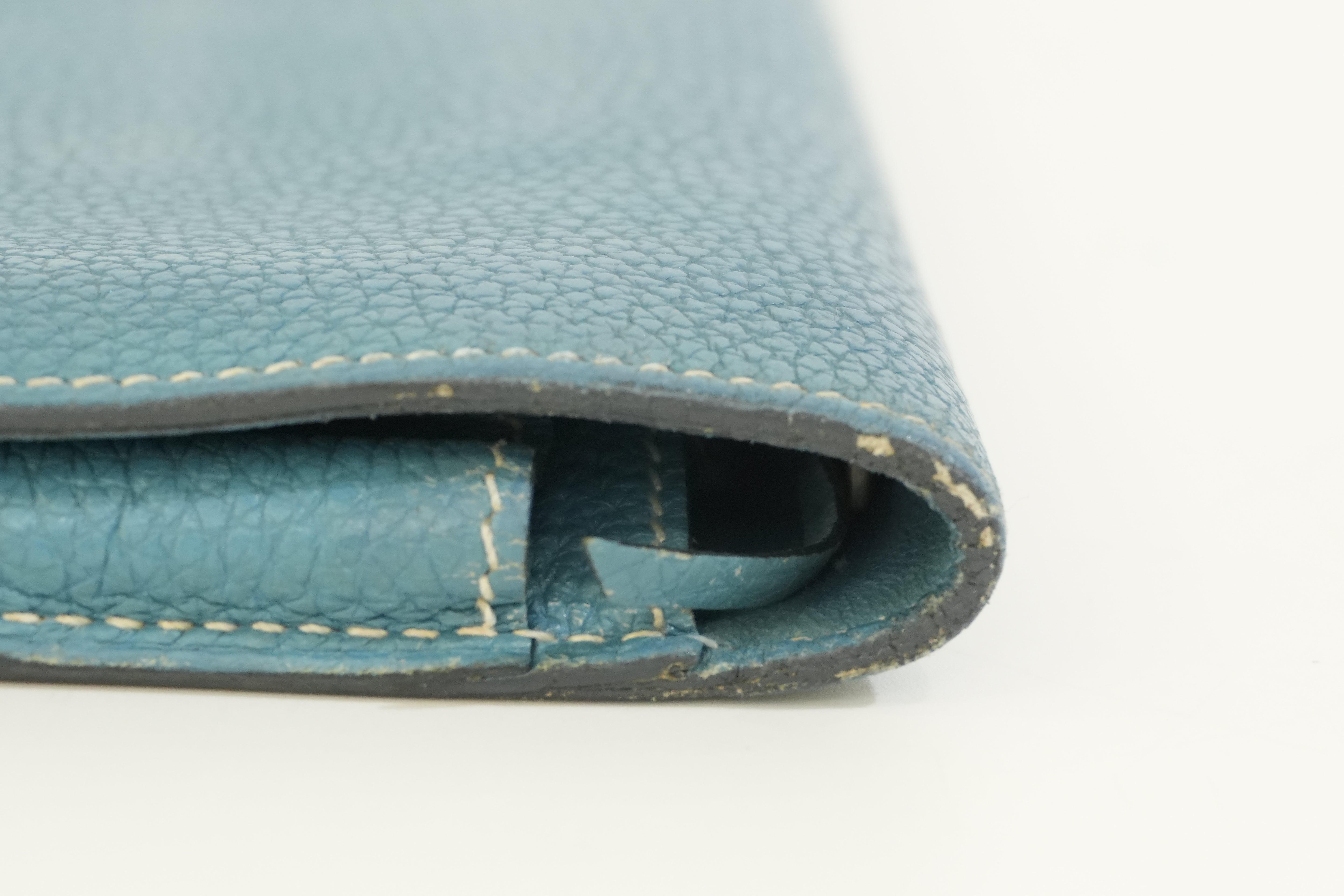 Pre-owned Hermes Dogon Long Wallet Blue