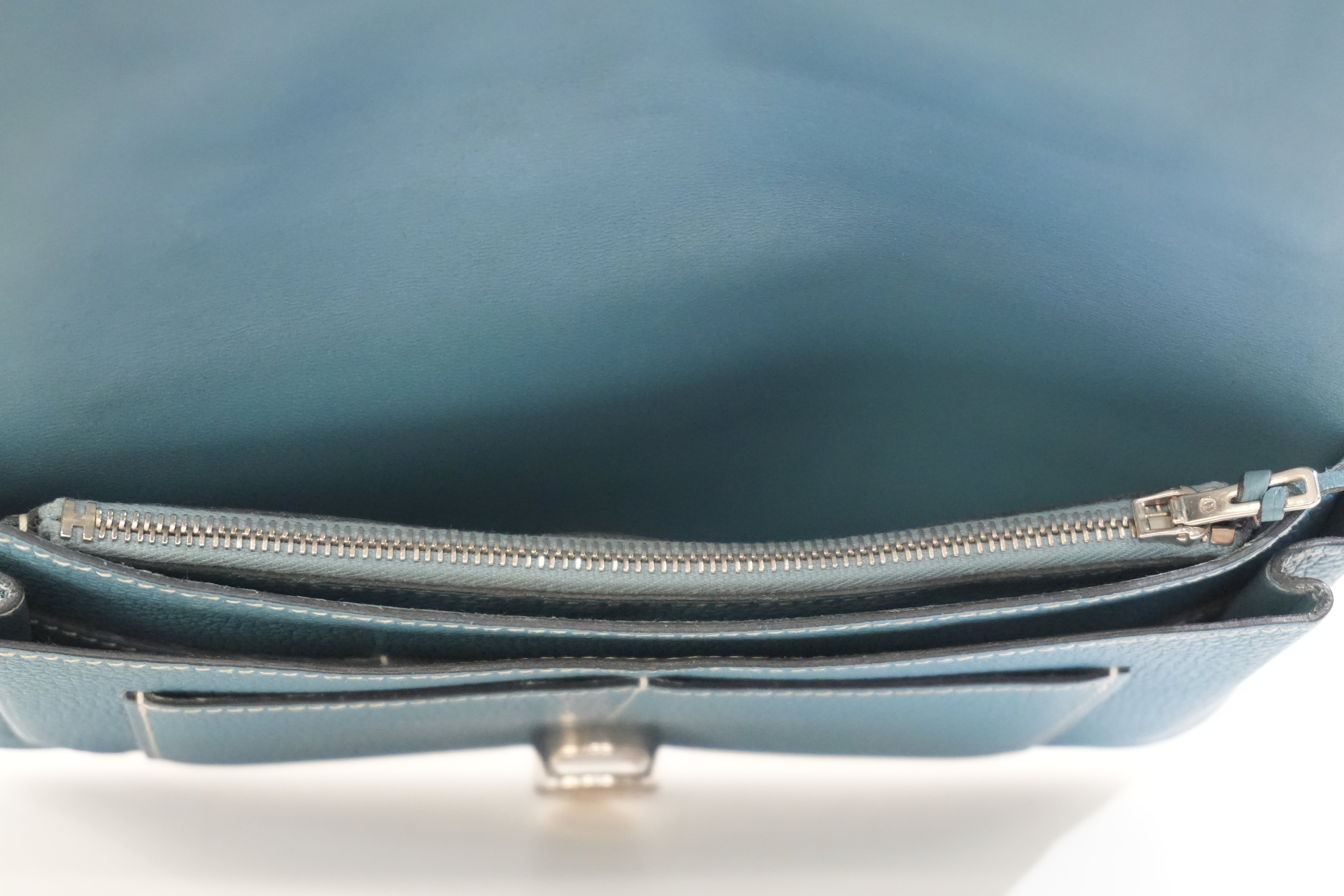Pre-owned Hermes Dogon Long Wallet Blue
