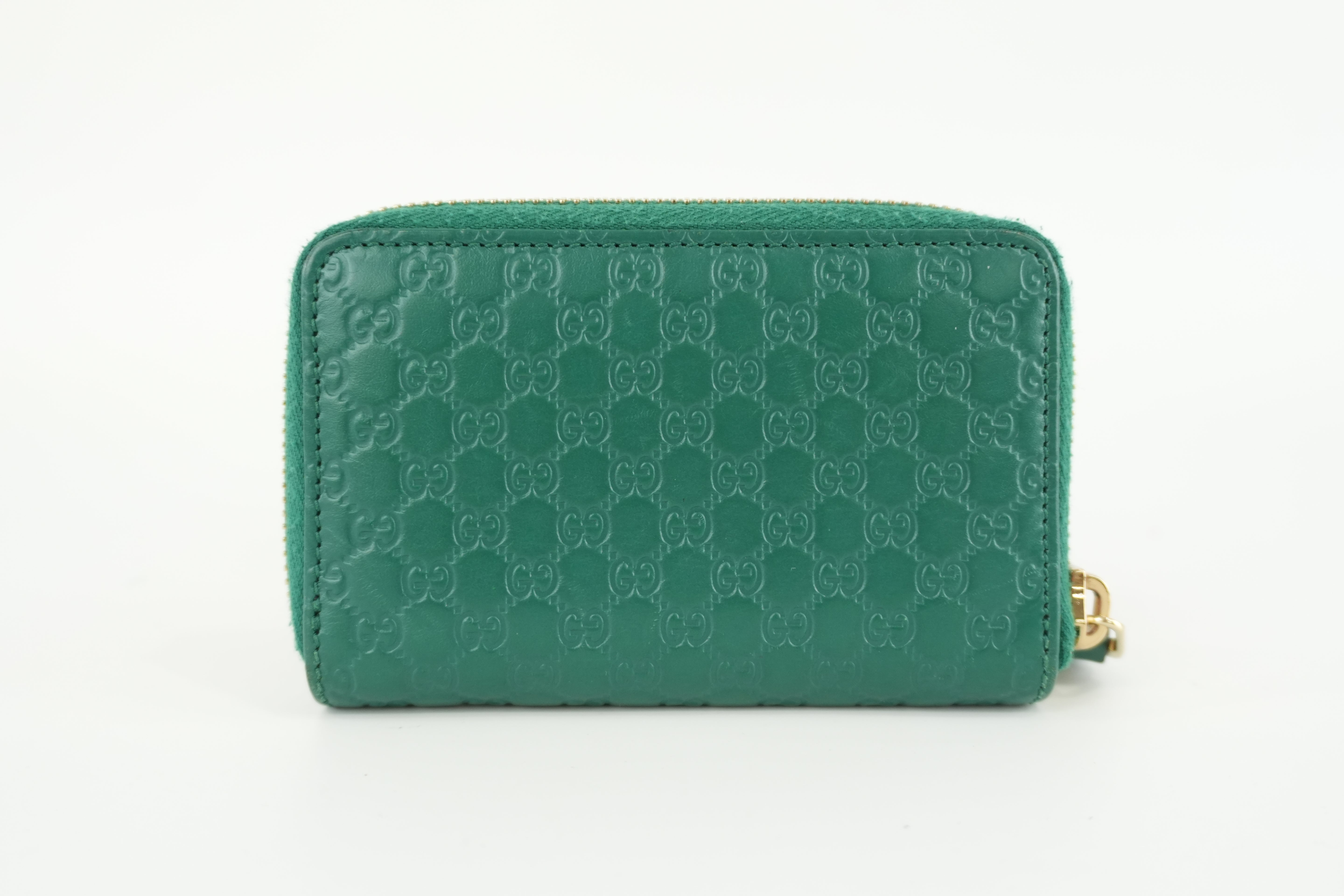 Gucci Zippy Coin Case Microguccisima Green Leather Used