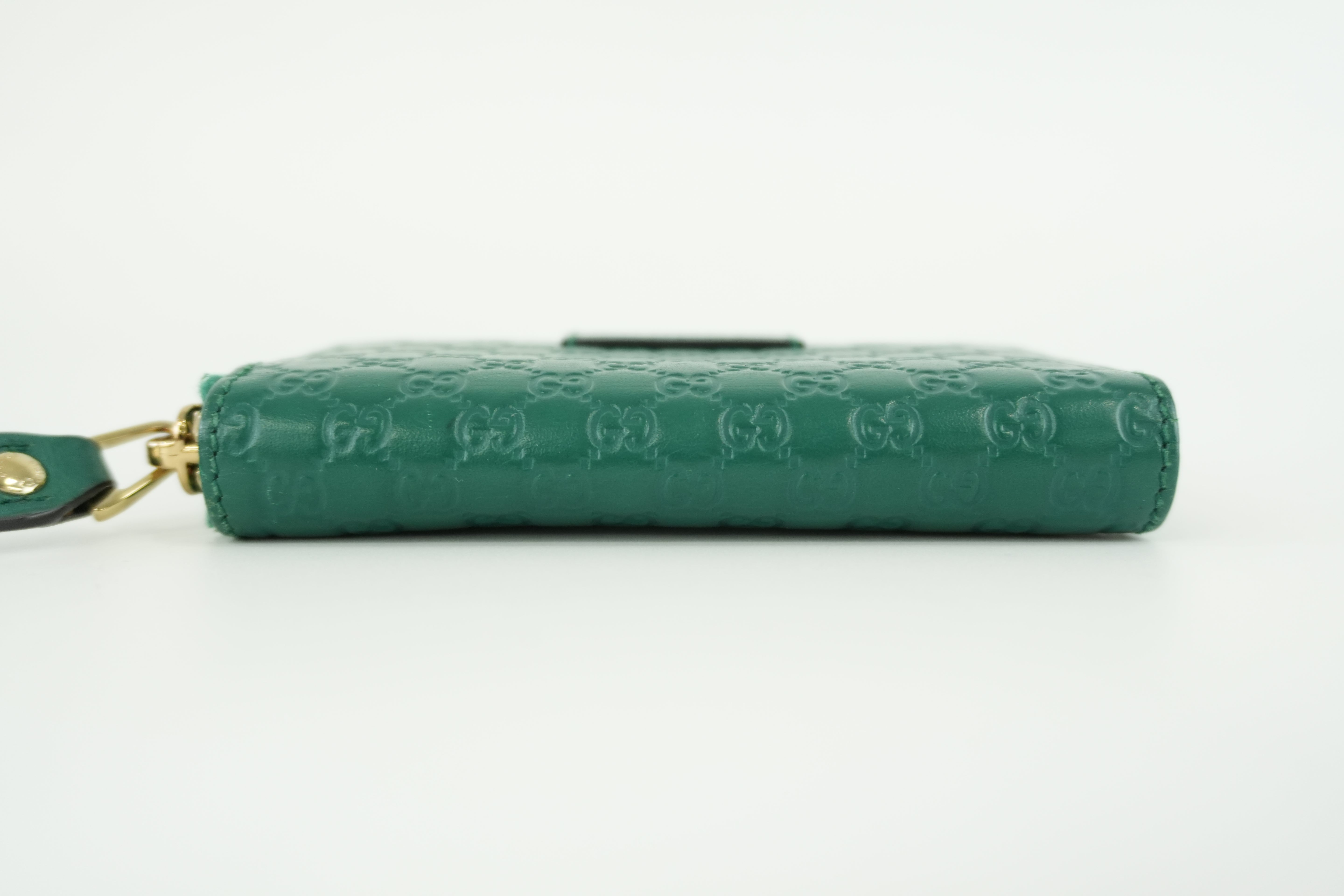 Gucci Zippy Coin Case Microguccisima Green Leather Used