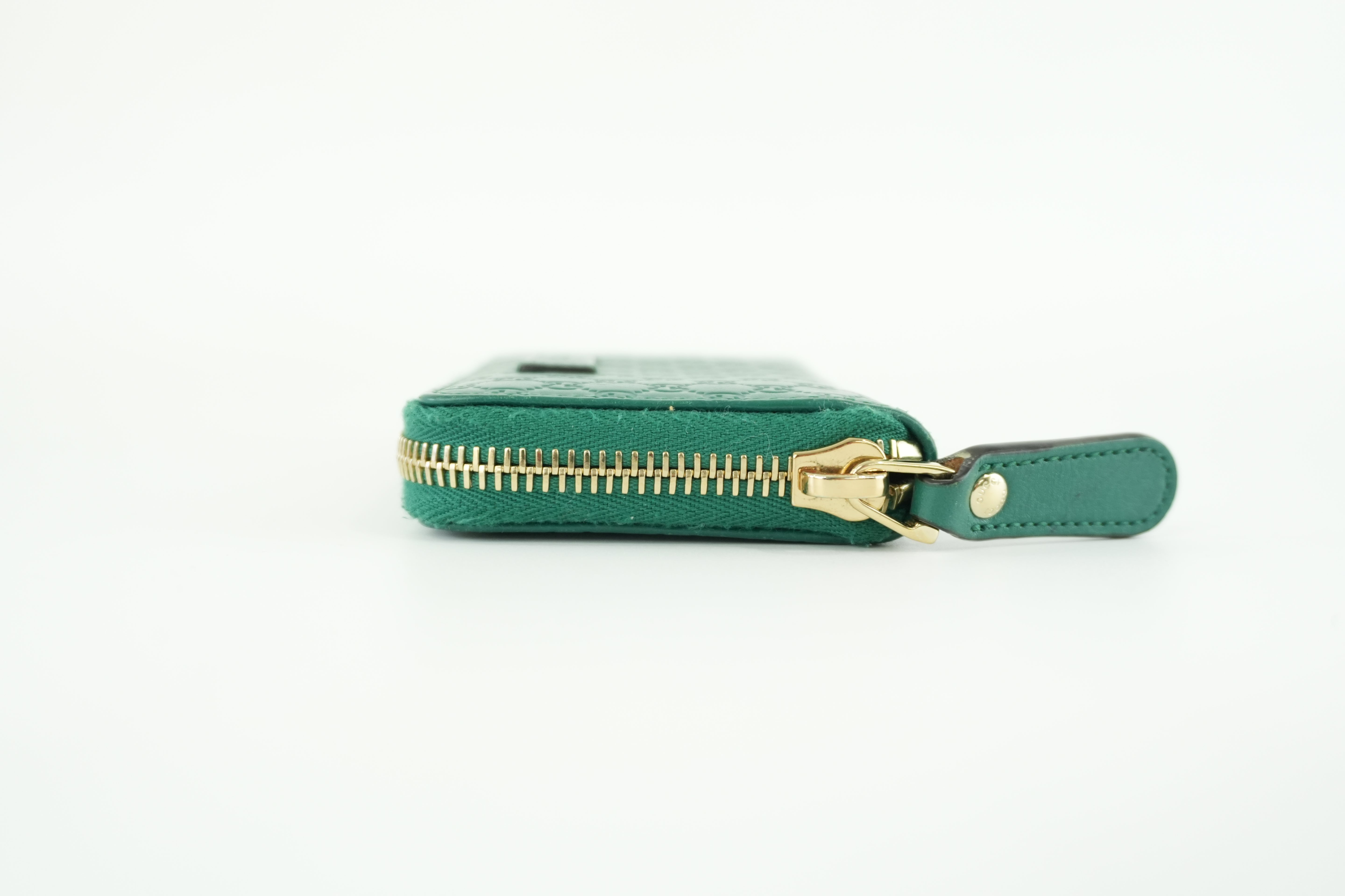Gucci Zippy Coin Case Microguccisima Green Leather Used