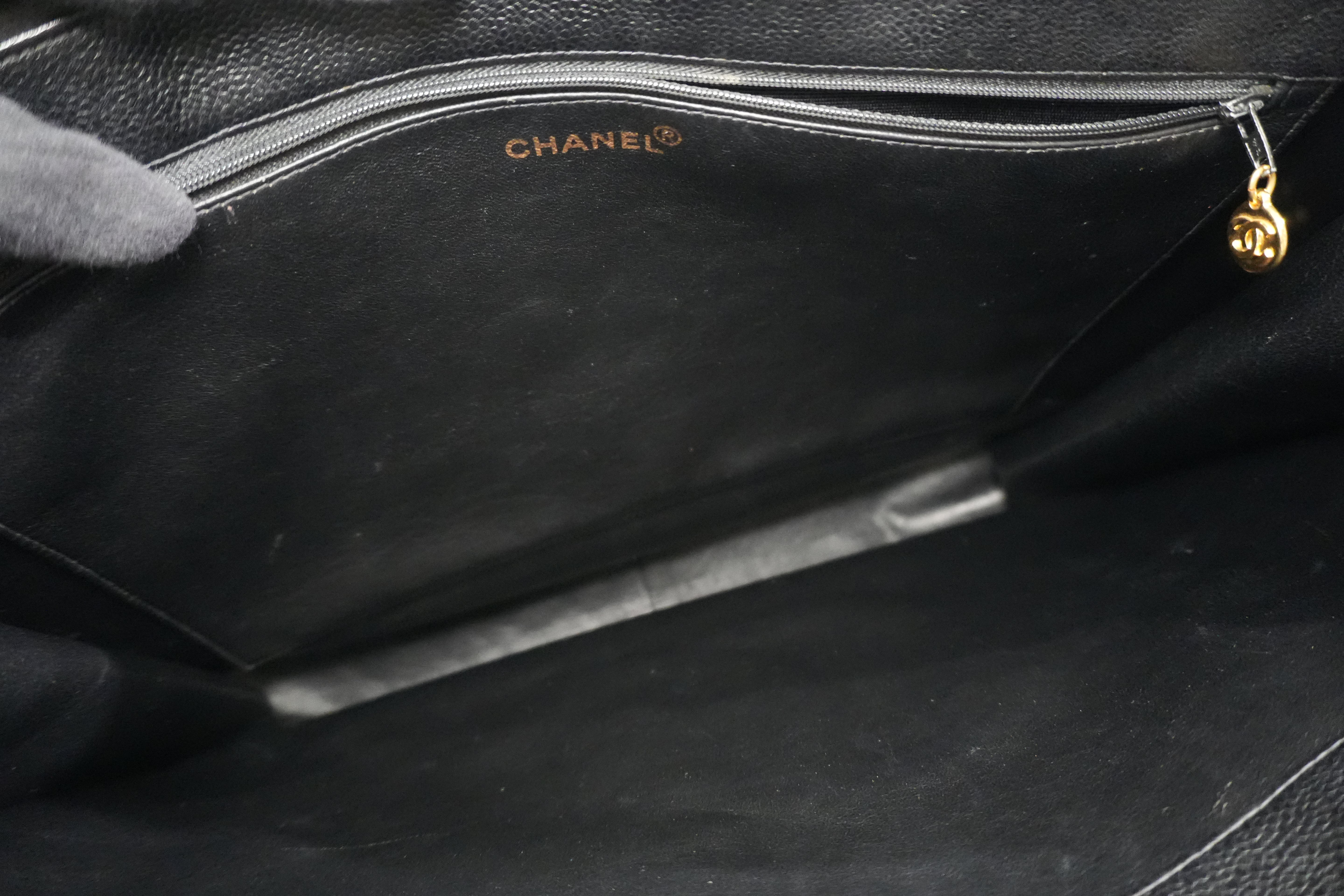 Pre-owned Chanel Caviar Skin Leather Tote Bag Black