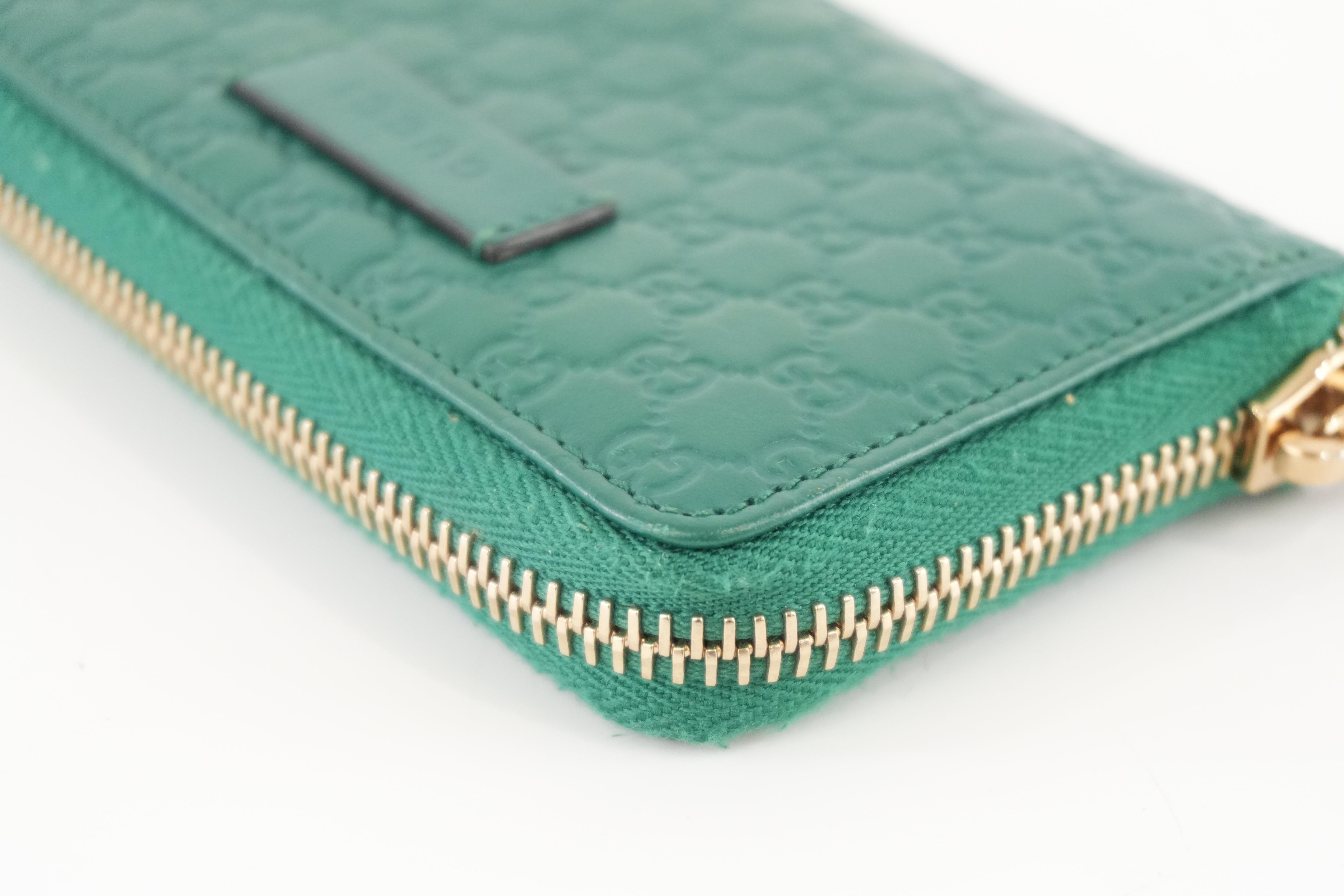 Gucci Zippy Coin Case Microguccisima Green Leather Used