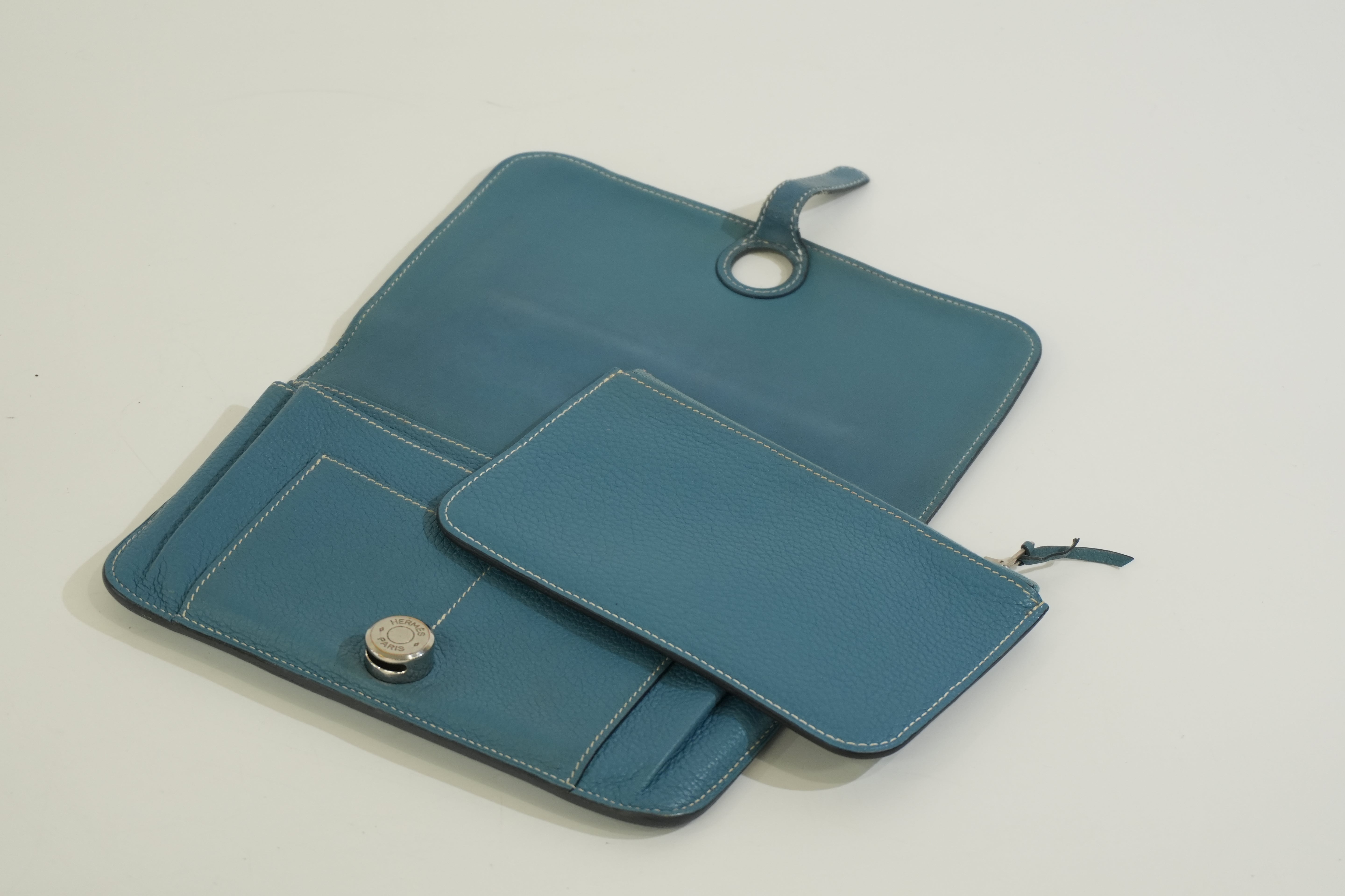 Pre-owned Hermes Dogon Long Wallet Blue