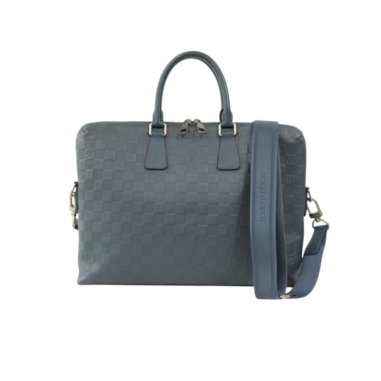 Pre-Owned Louis Vuitton Porte Documents Jour Two-Way Briefcase Bag Blue