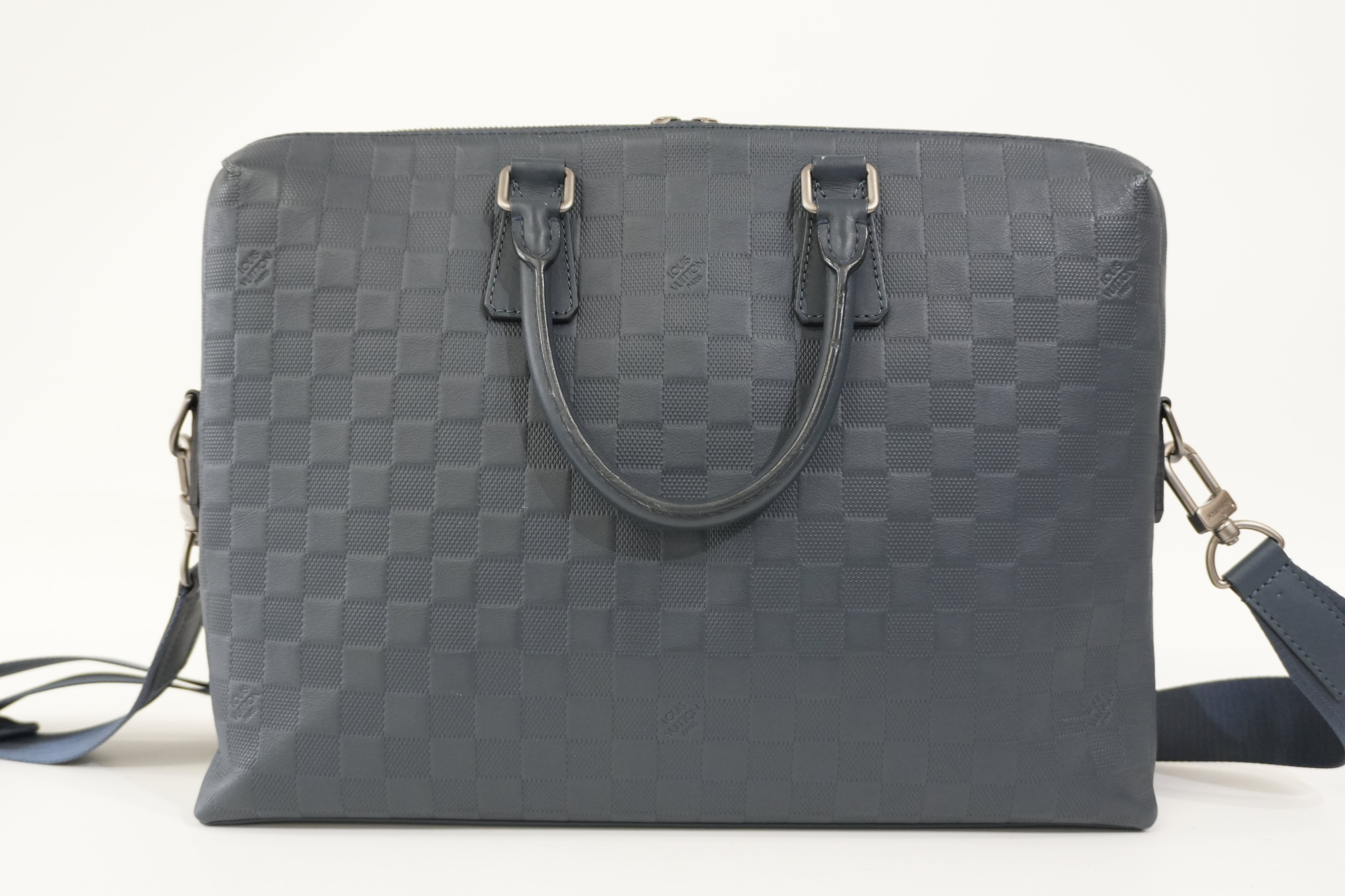 Pre-Owned Louis Vuitton Porte Documents Jour Two-Way Briefcase Bag Blue