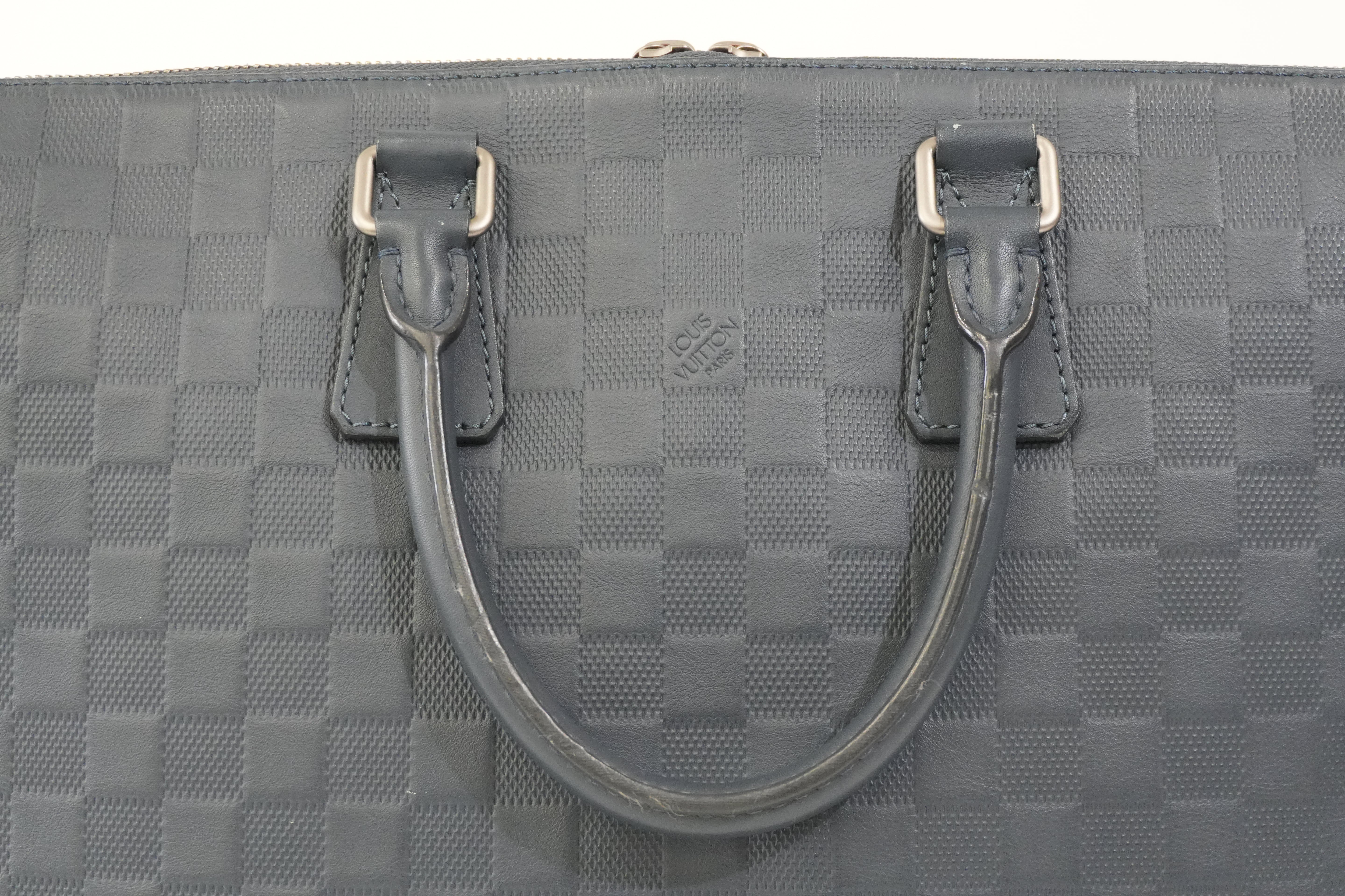 Pre-Owned Louis Vuitton Porte Documents Jour Two-Way Briefcase Bag Blue