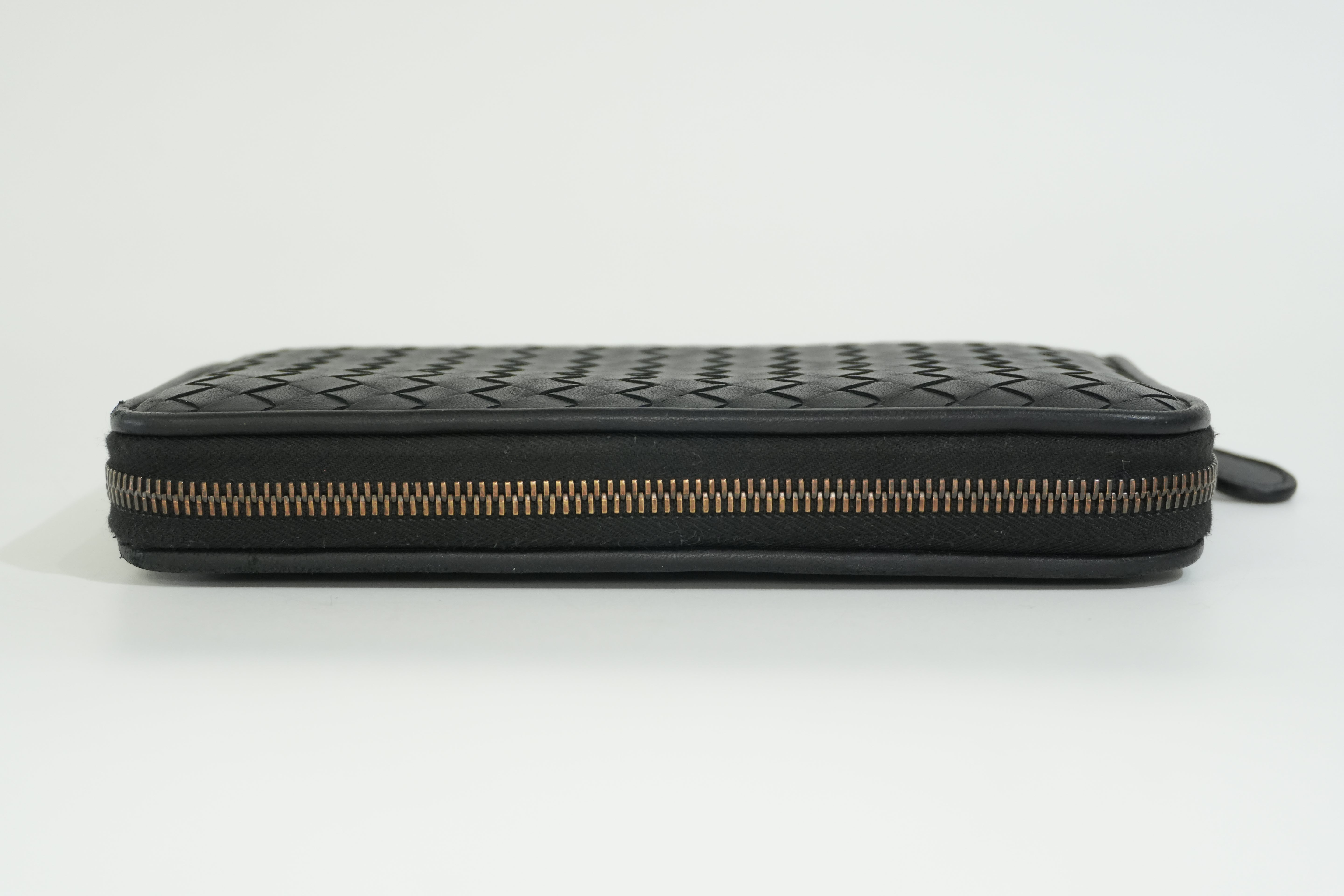 Pre-owned Bottega Zippy Long Wallet Black
