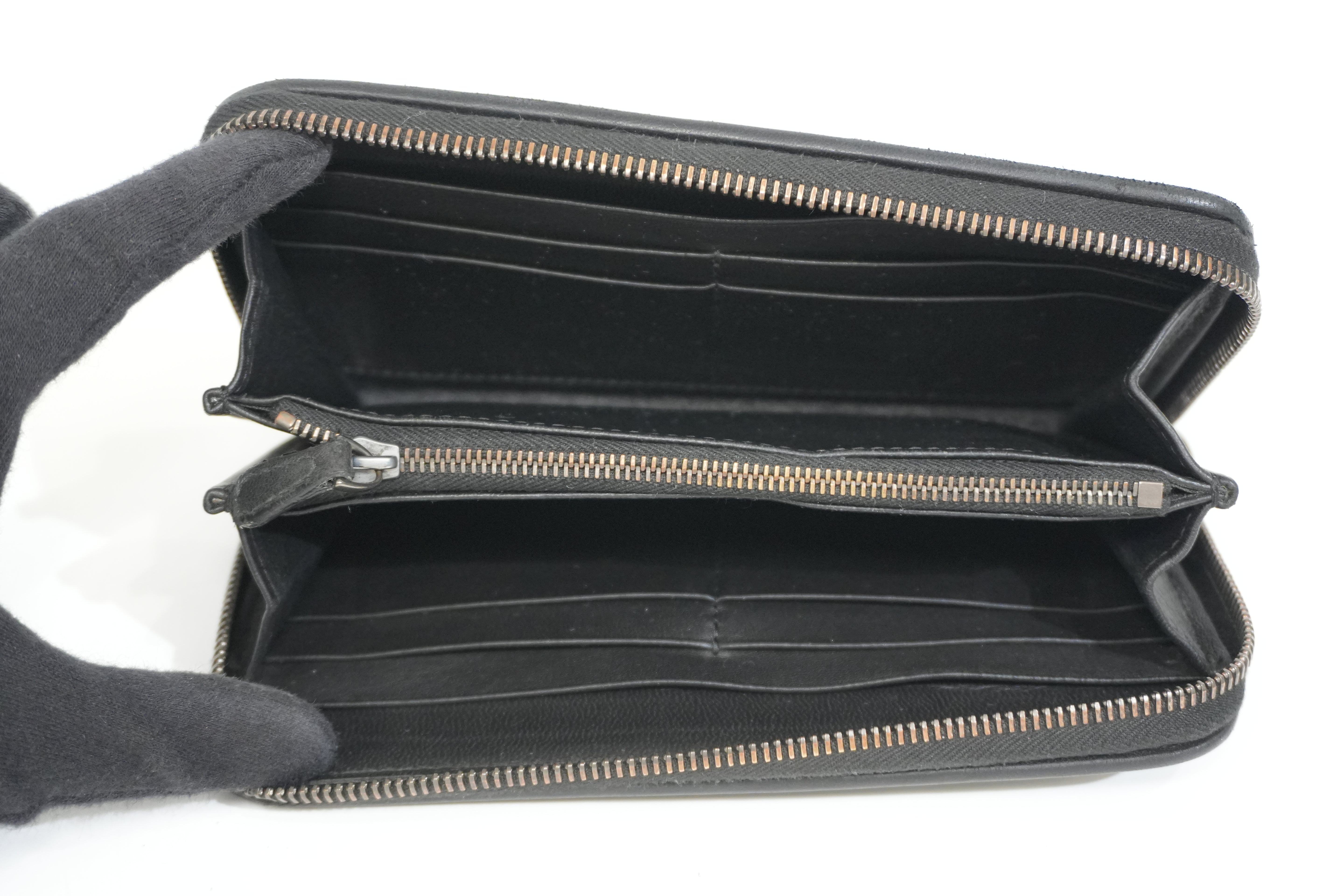 Pre-owned Bottega Zippy Long Wallet Black