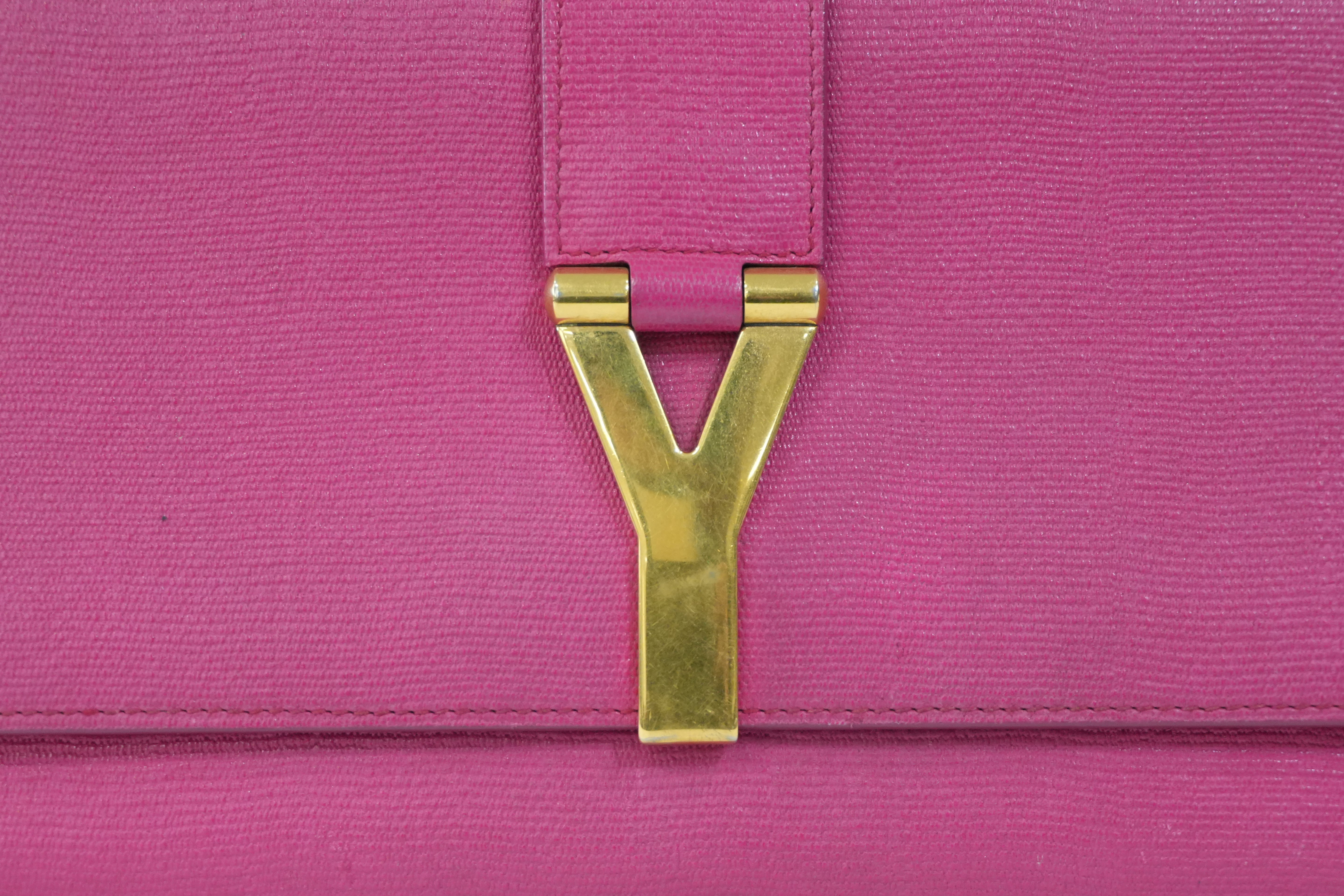 Pre-Owned Yves Saint Laurent Classic Chyc Y-Ligne Clutch Pink