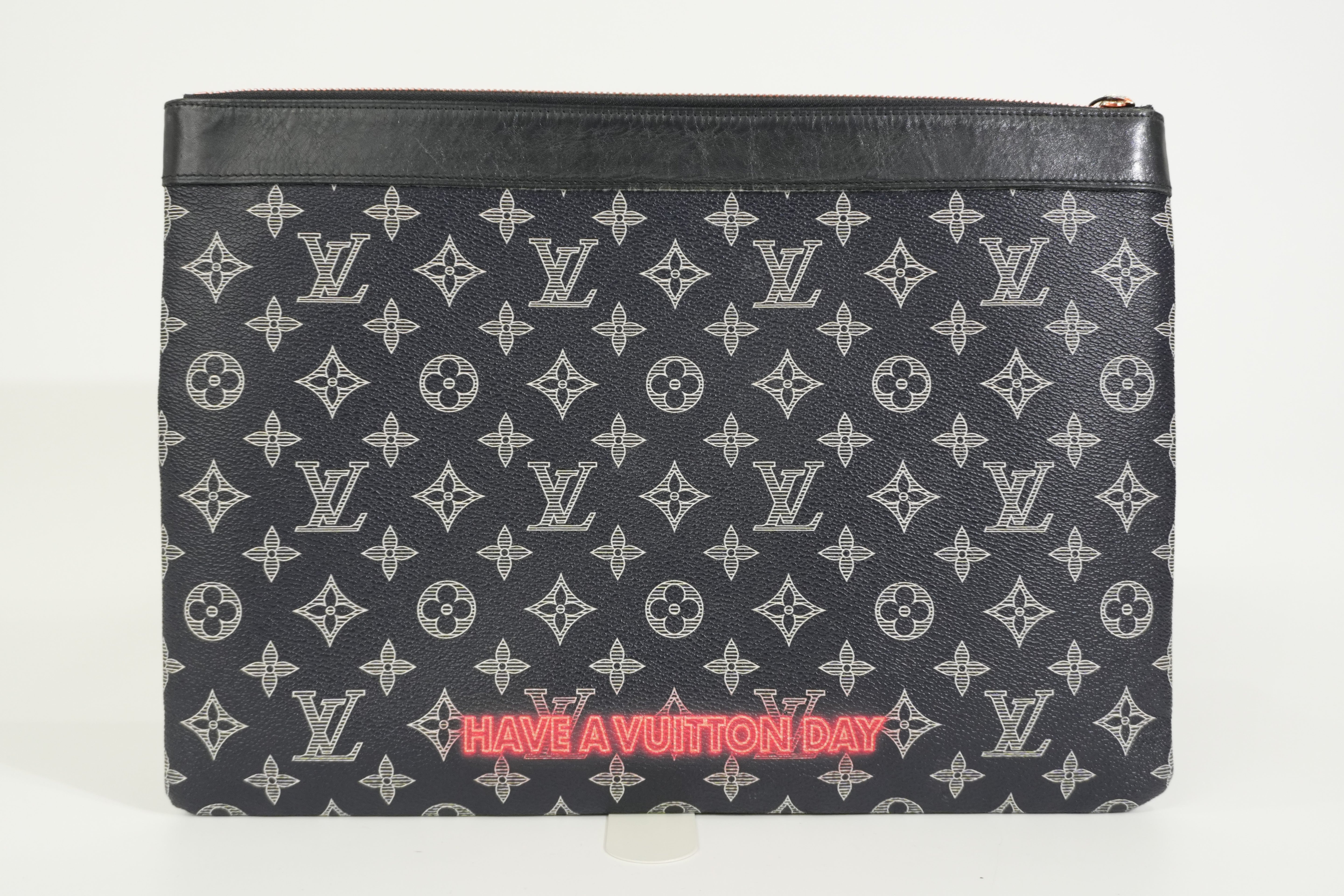 Pre-owned Louis Vuitton Monogram Ink Upside Down Pochette Apollo GM Clutch Bag Navy Blue