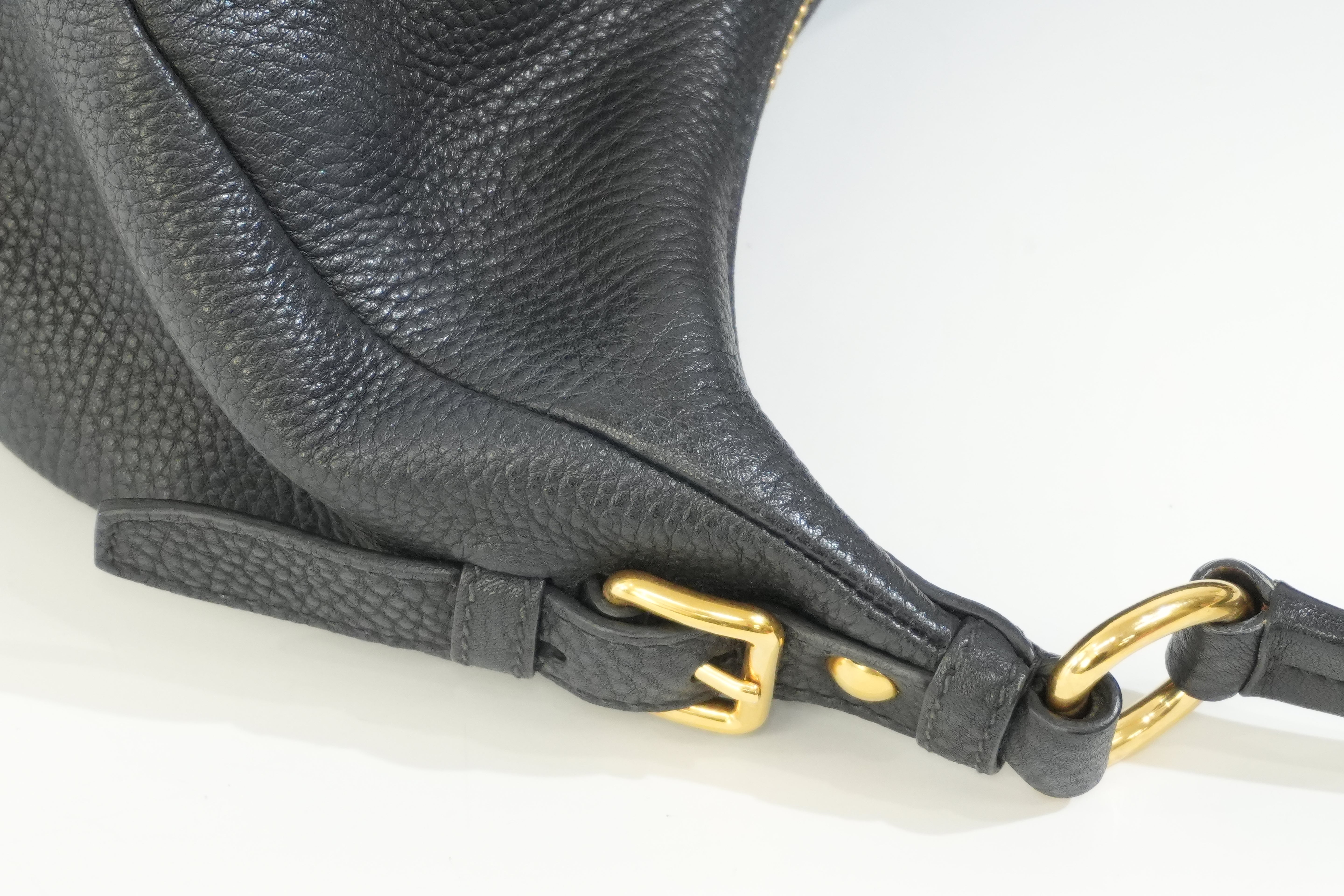 Pre-owned Prada Hobo Shoulder Bag Daino Black