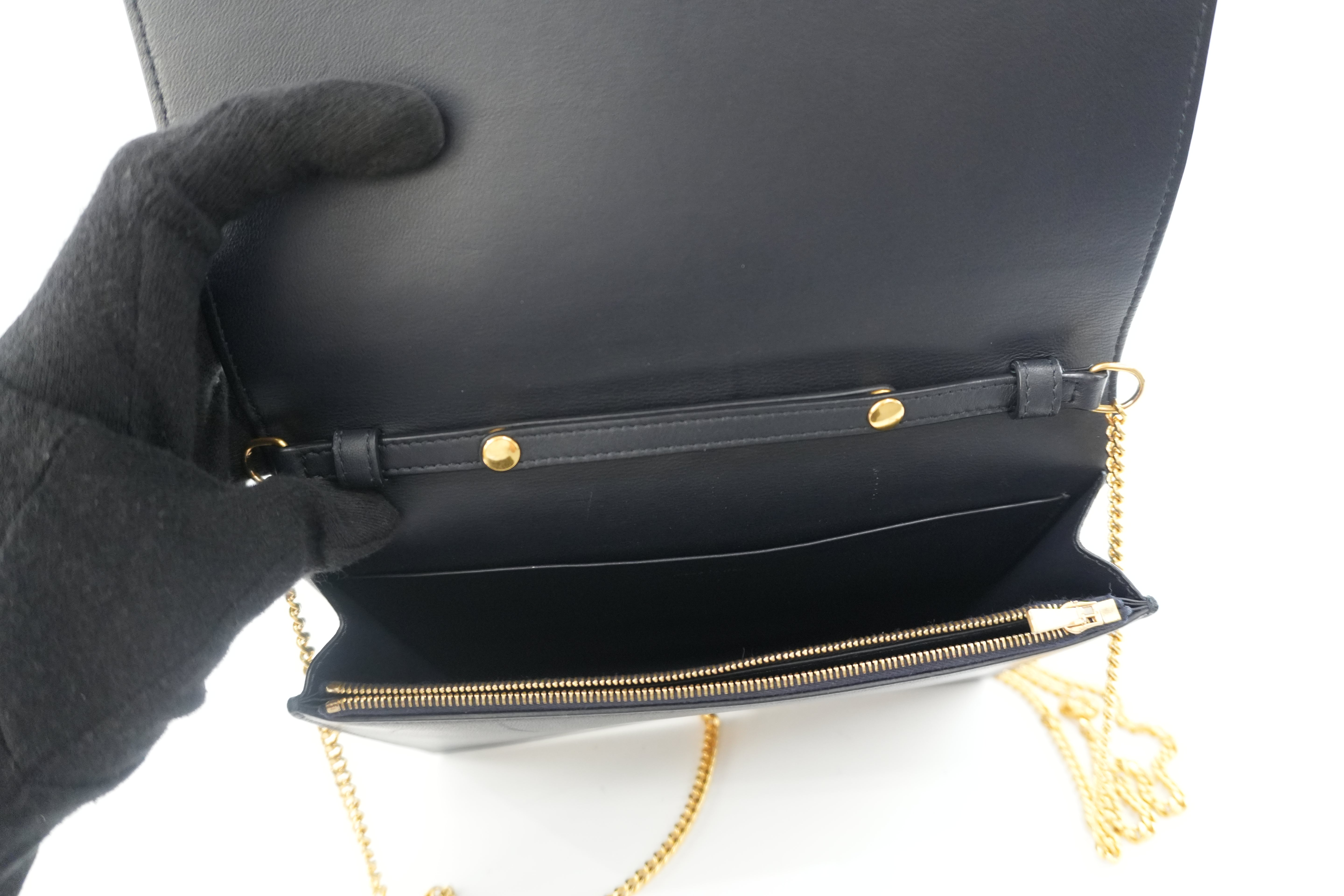 Pre-owned Celine Leather Chain Shoulder Bag Pouch Red and Blue