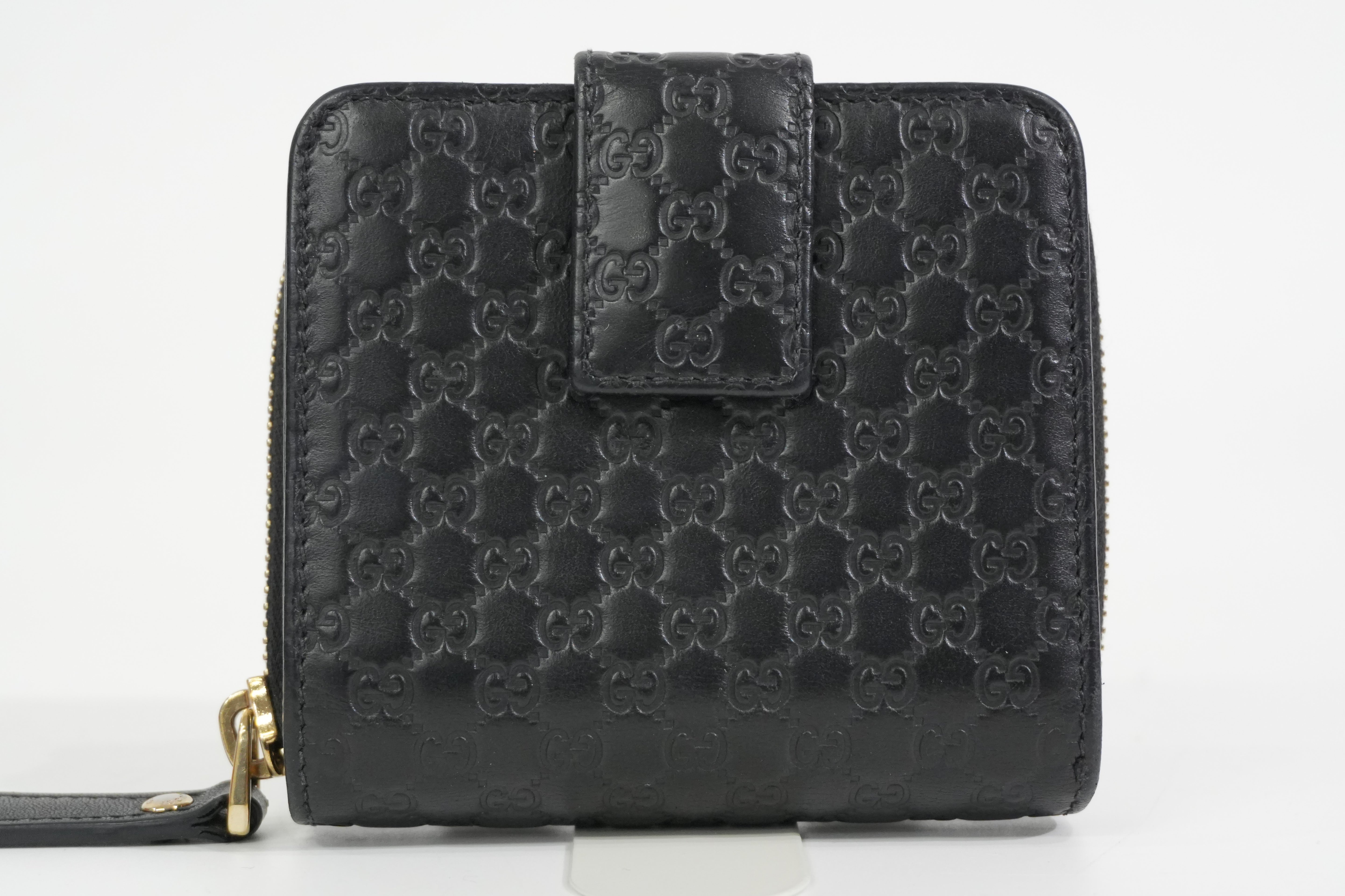 Pre-owned Gucci Microguccisima Compact Wallet Black