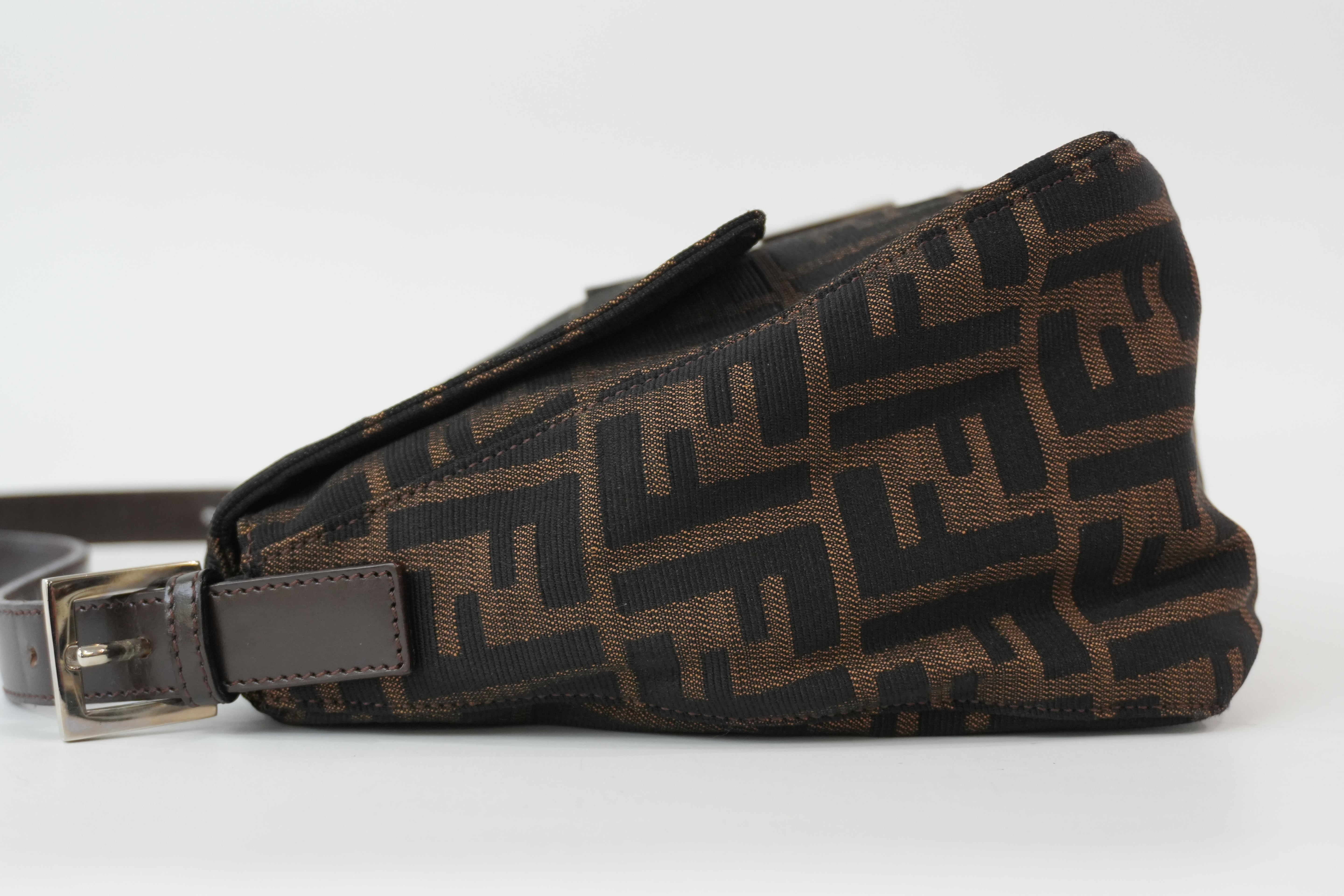 Pre-Owned Fendi Zucca Mamma Baguette Shoulder Bag Brown