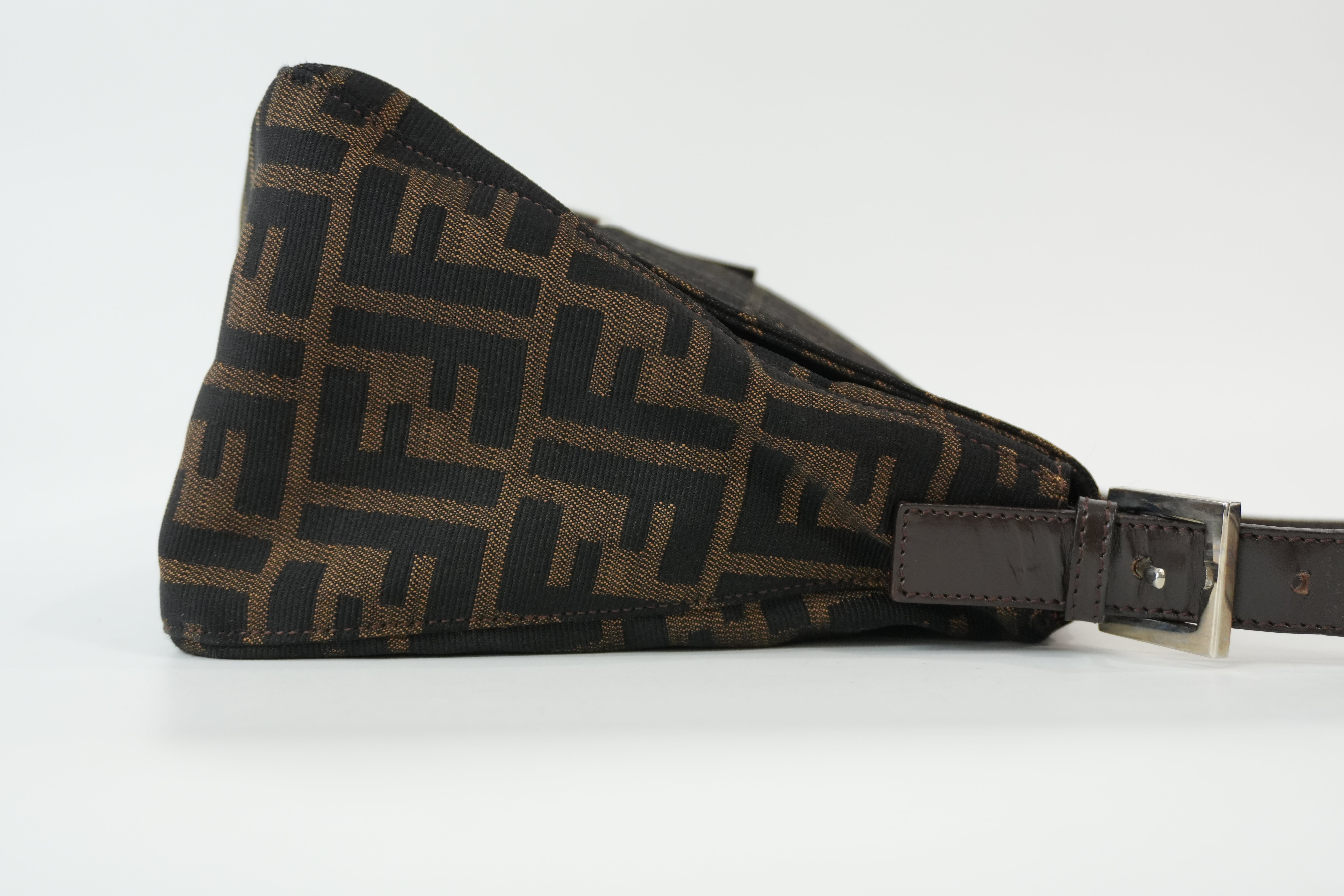 Pre-Owned Fendi Zucca Mamma Baguette Shoulder Bag Brown