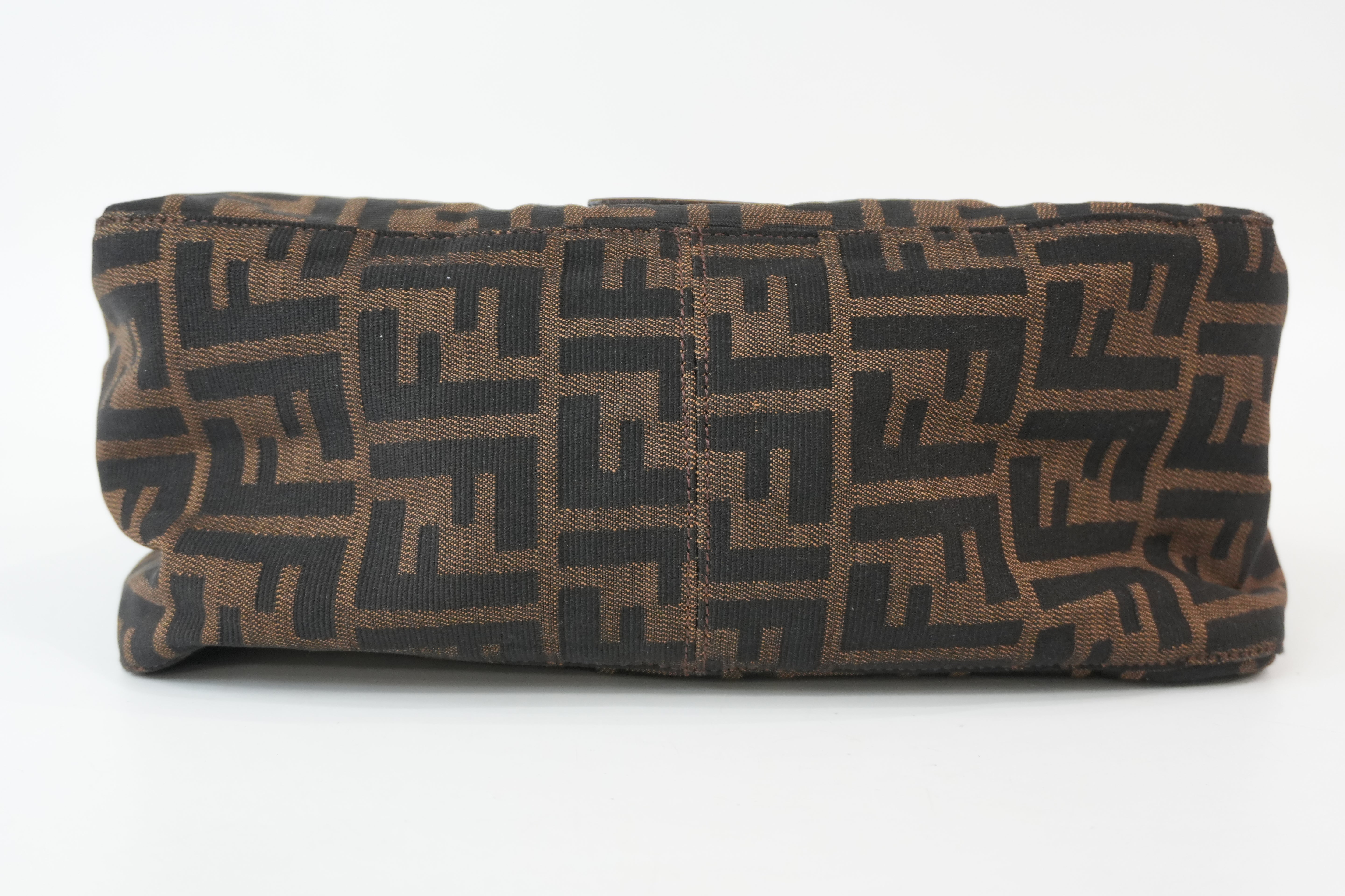 Pre-Owned Fendi Zucca Mamma Baguette Shoulder Bag Brown