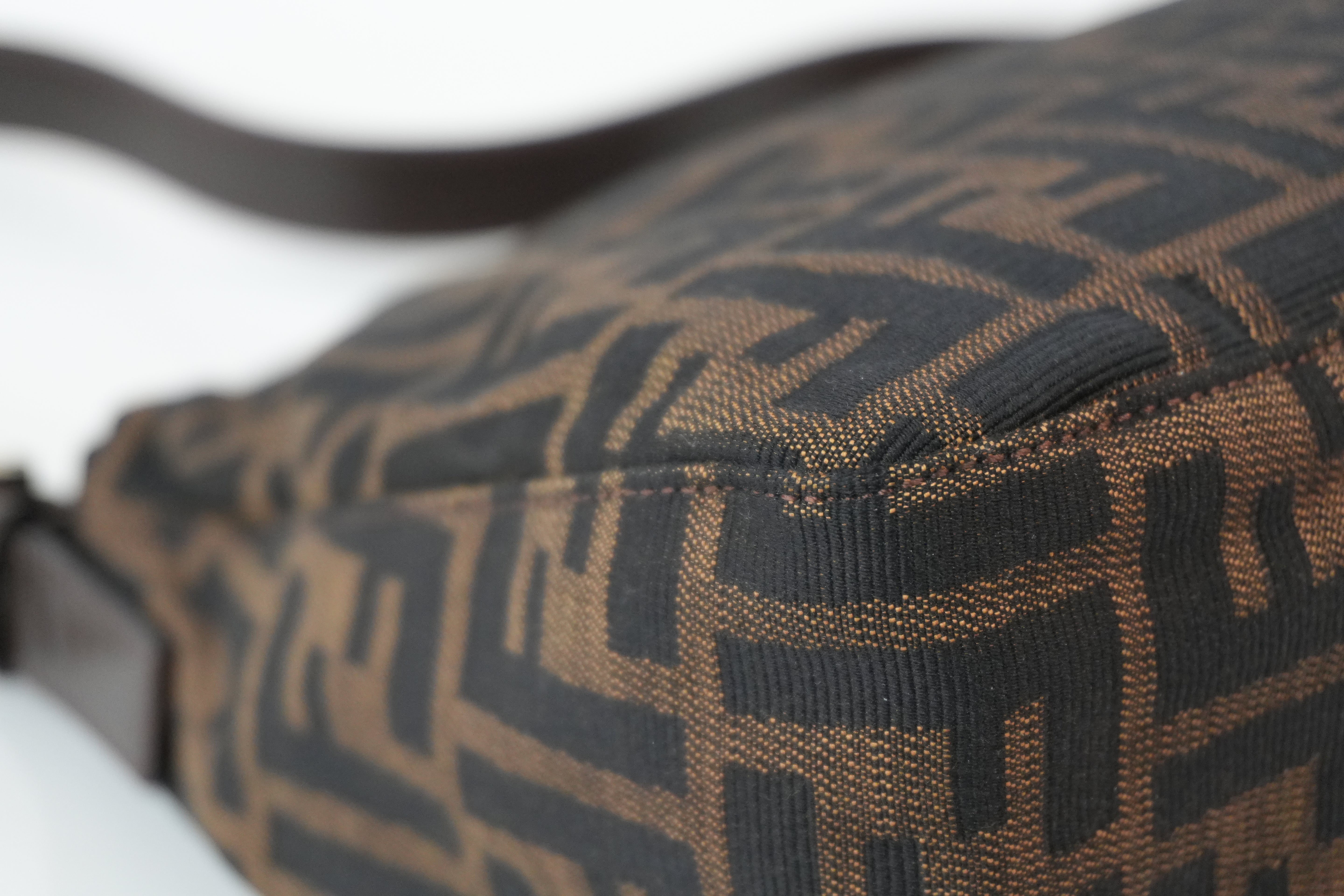 Pre-Owned Fendi Zucca Mamma Baguette Shoulder Bag Brown