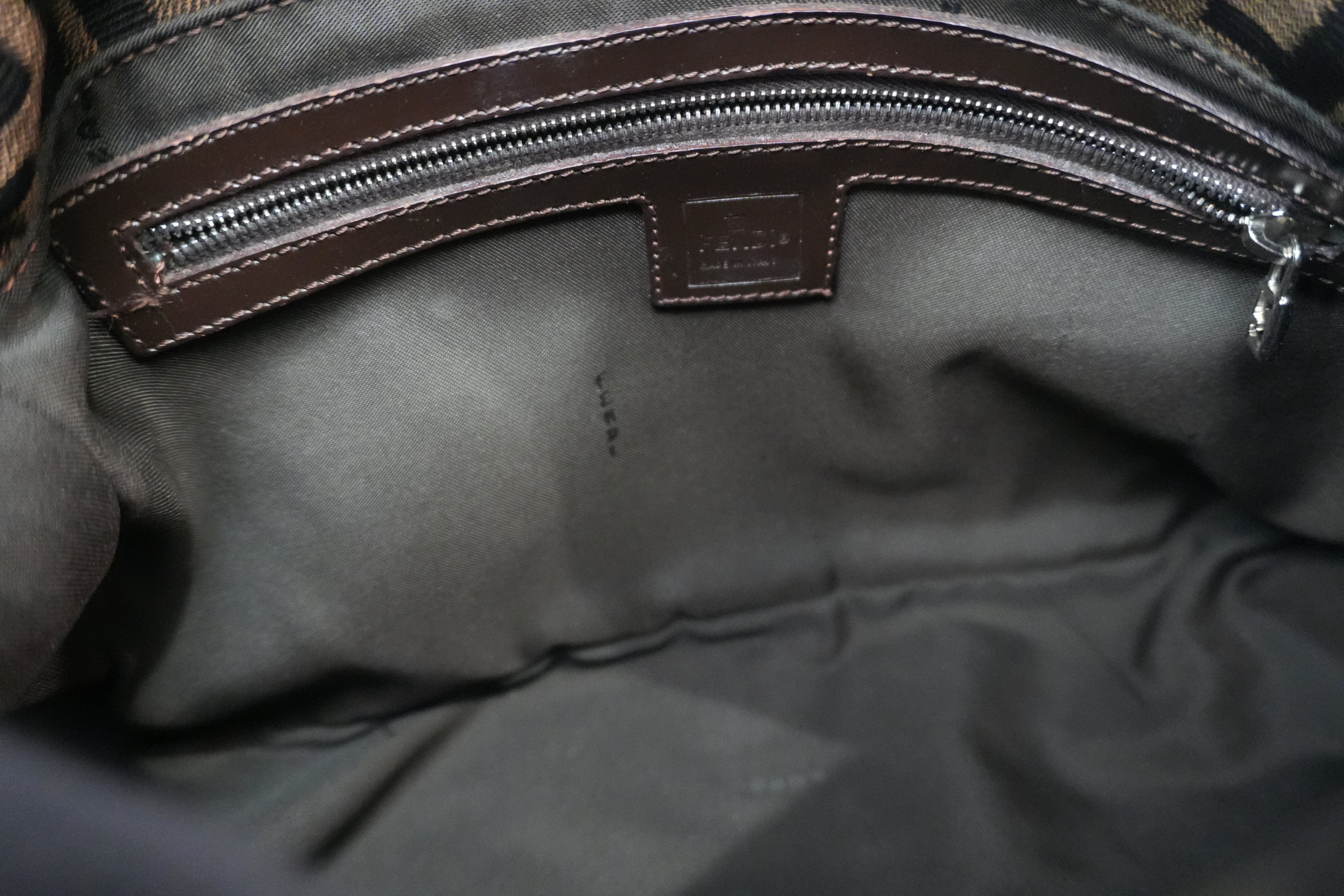 Pre-Owned Fendi Zucca Mamma Baguette Shoulder Bag Brown