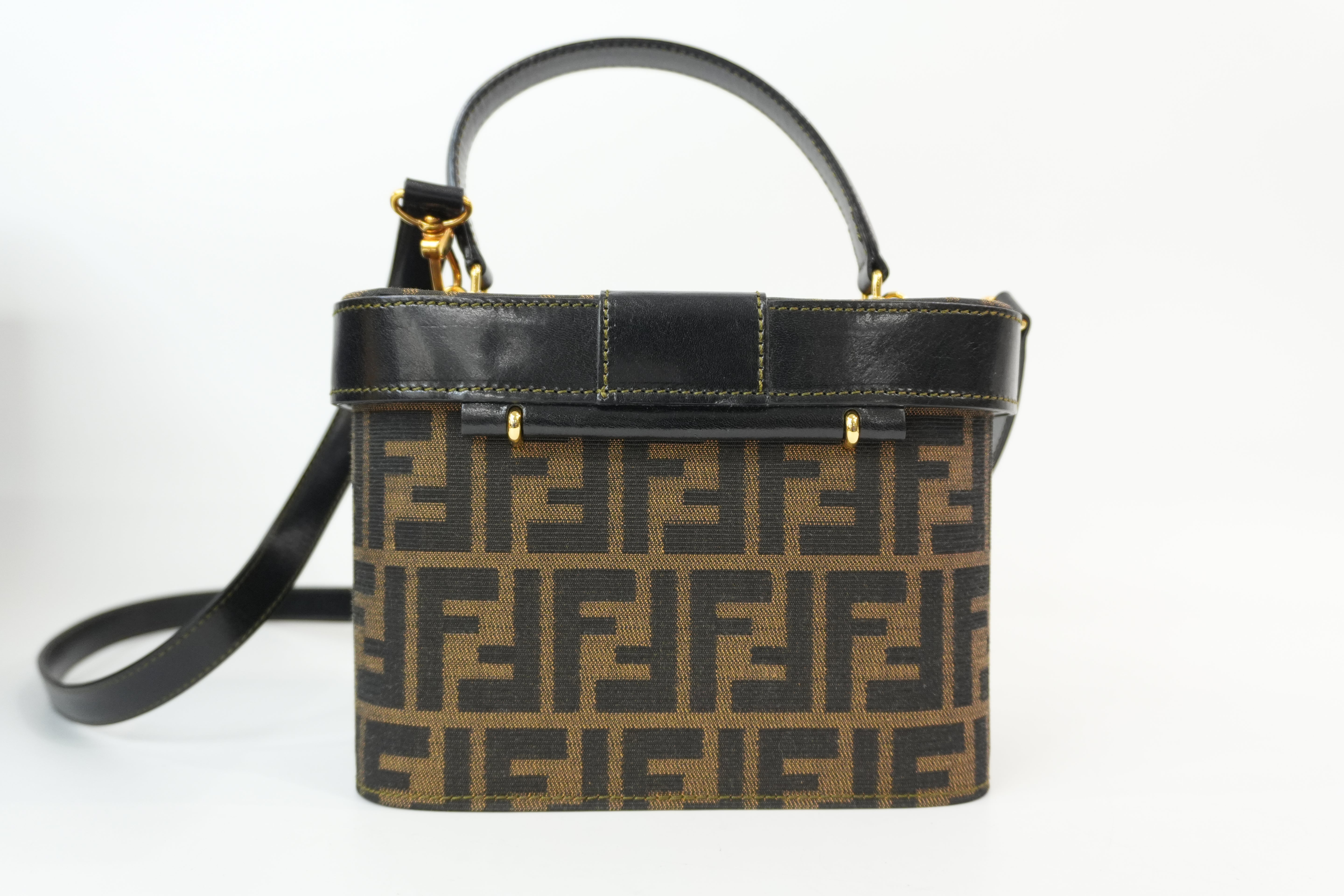 Pre-Owned FENDI Fabric Canvas Zucca Vanity Case