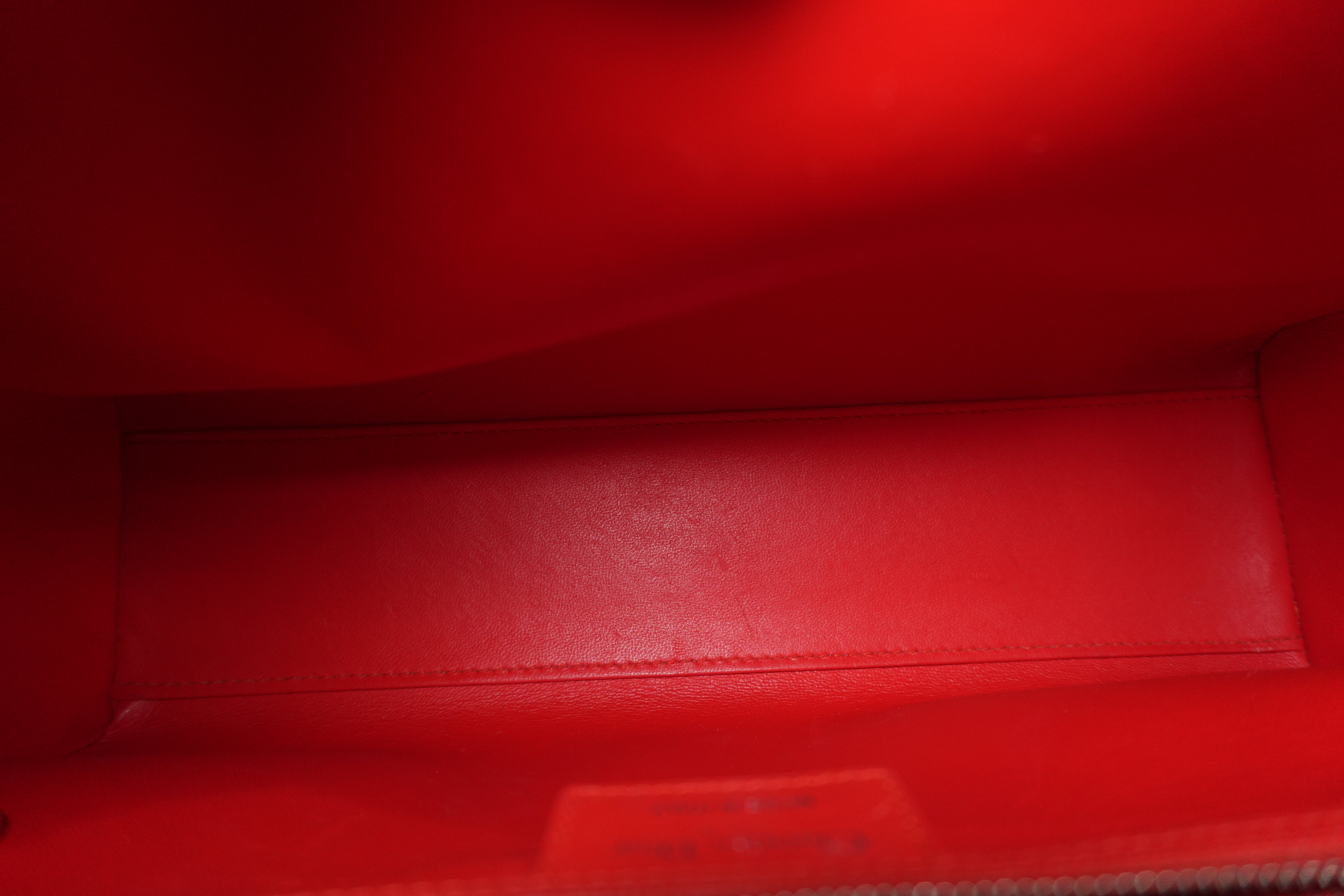 Christian Dior Leather Lady Dior Tote Handbag Red Used