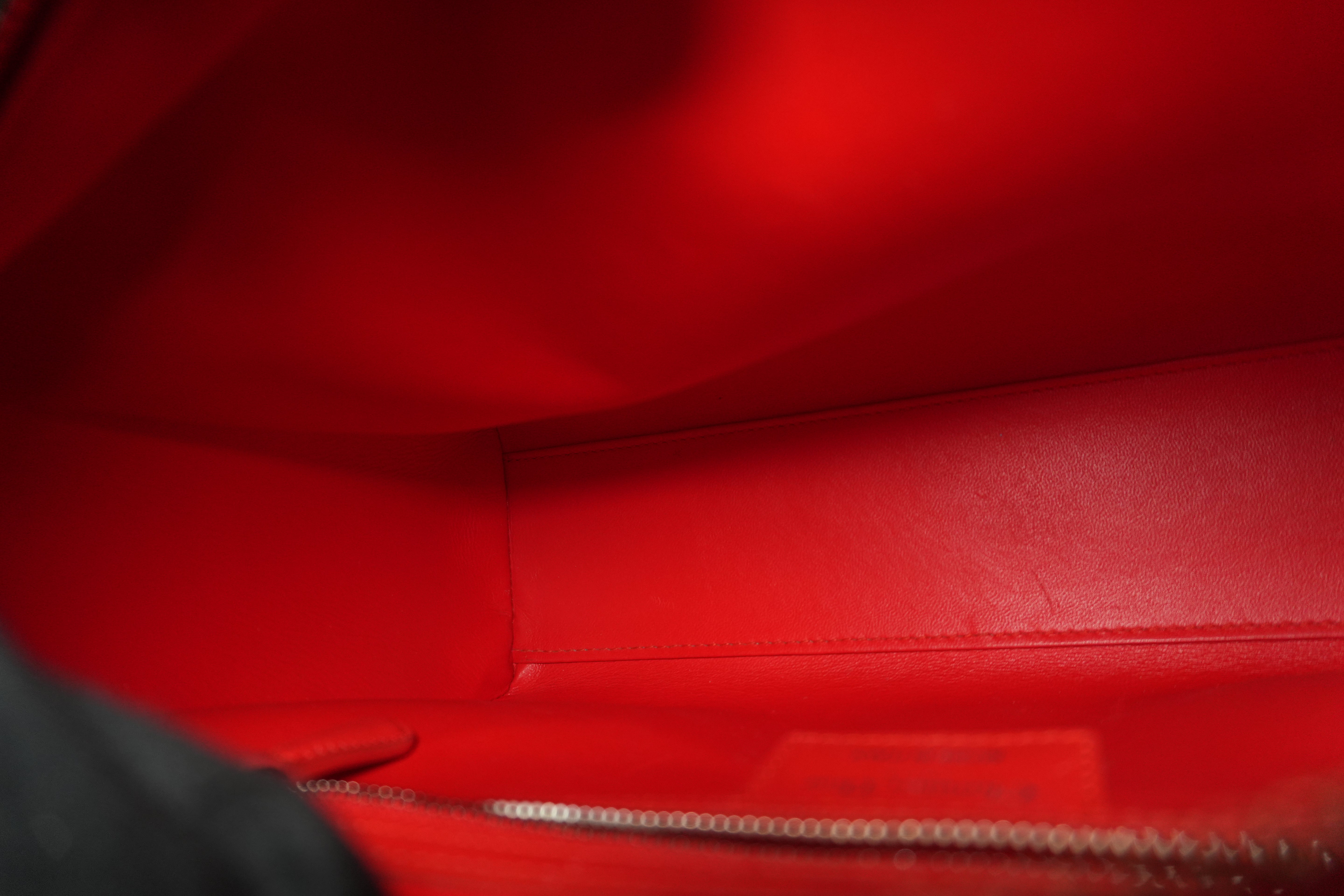 Christian Dior Leather Lady Dior Tote Handbag Red Used