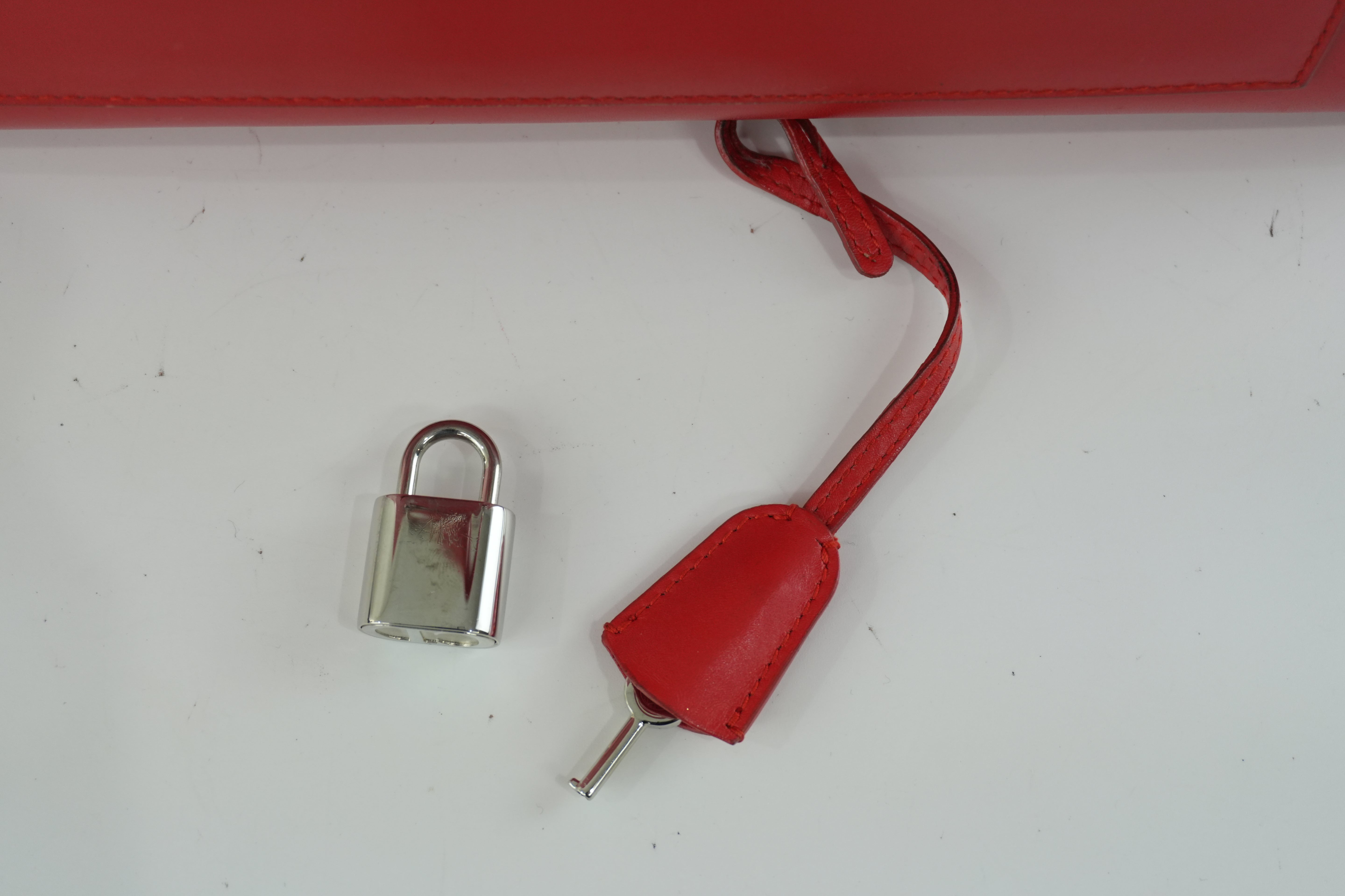 Christian Dior Leather Lady Dior Tote Handbag Red Used