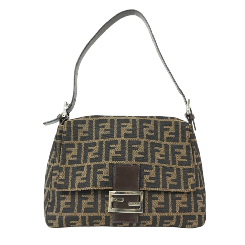 Pre-Owned Fendi Zucca Mama Baguette Shoulder Bag Brown