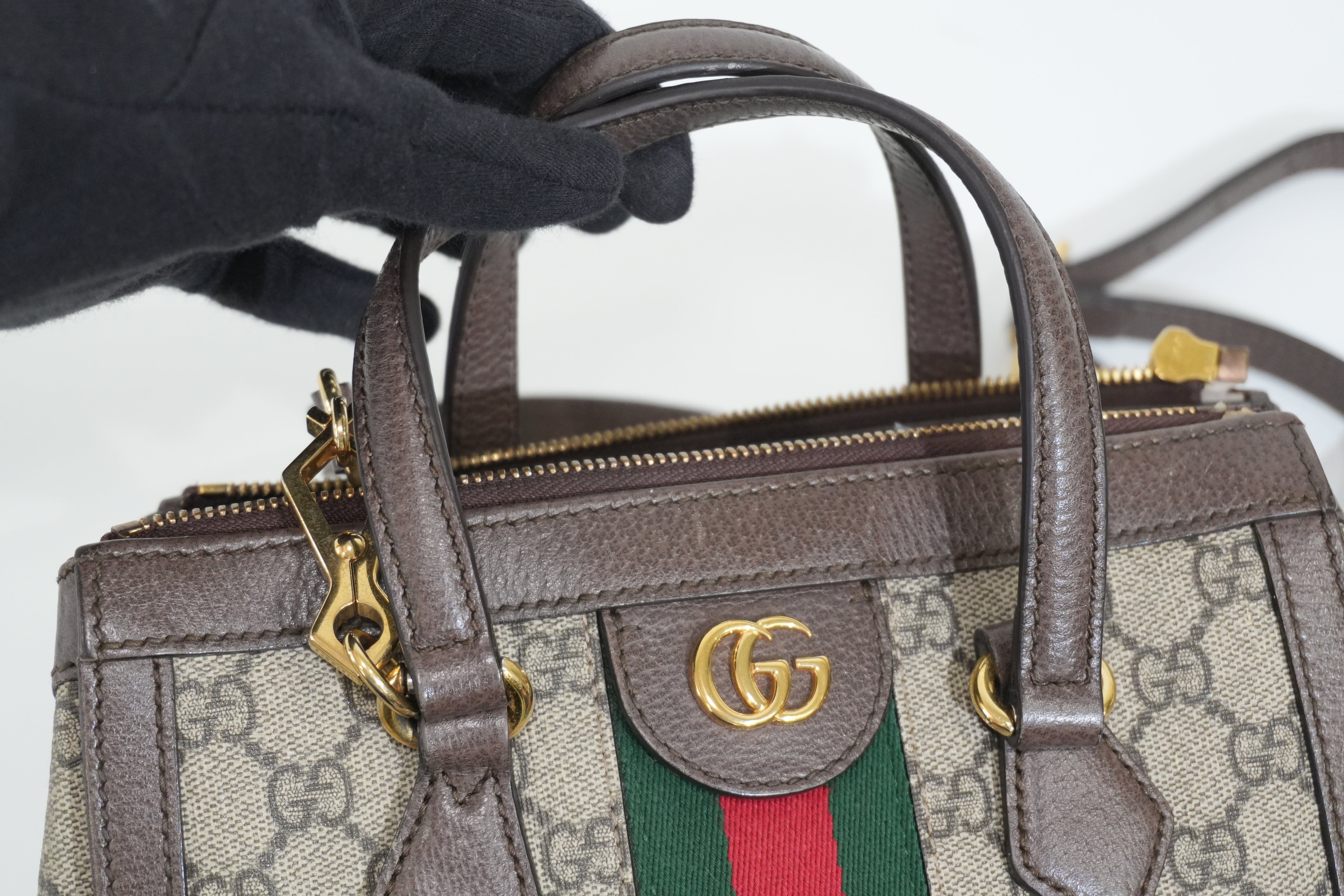 Pre-owned Gucci Ophidia Crossbody Bag Brown