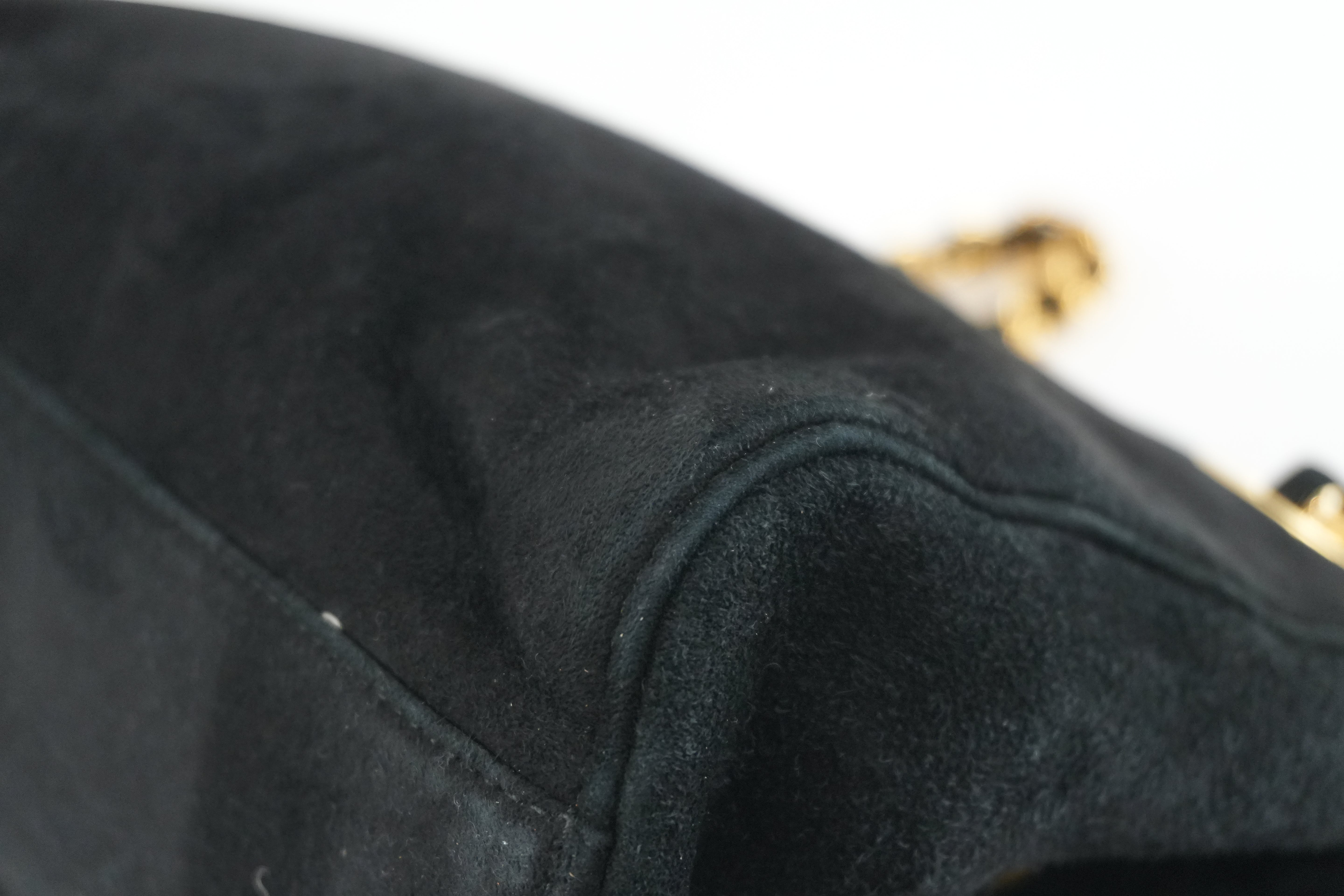 Prada Suede Leather Chain Shoulder Bag Black Used