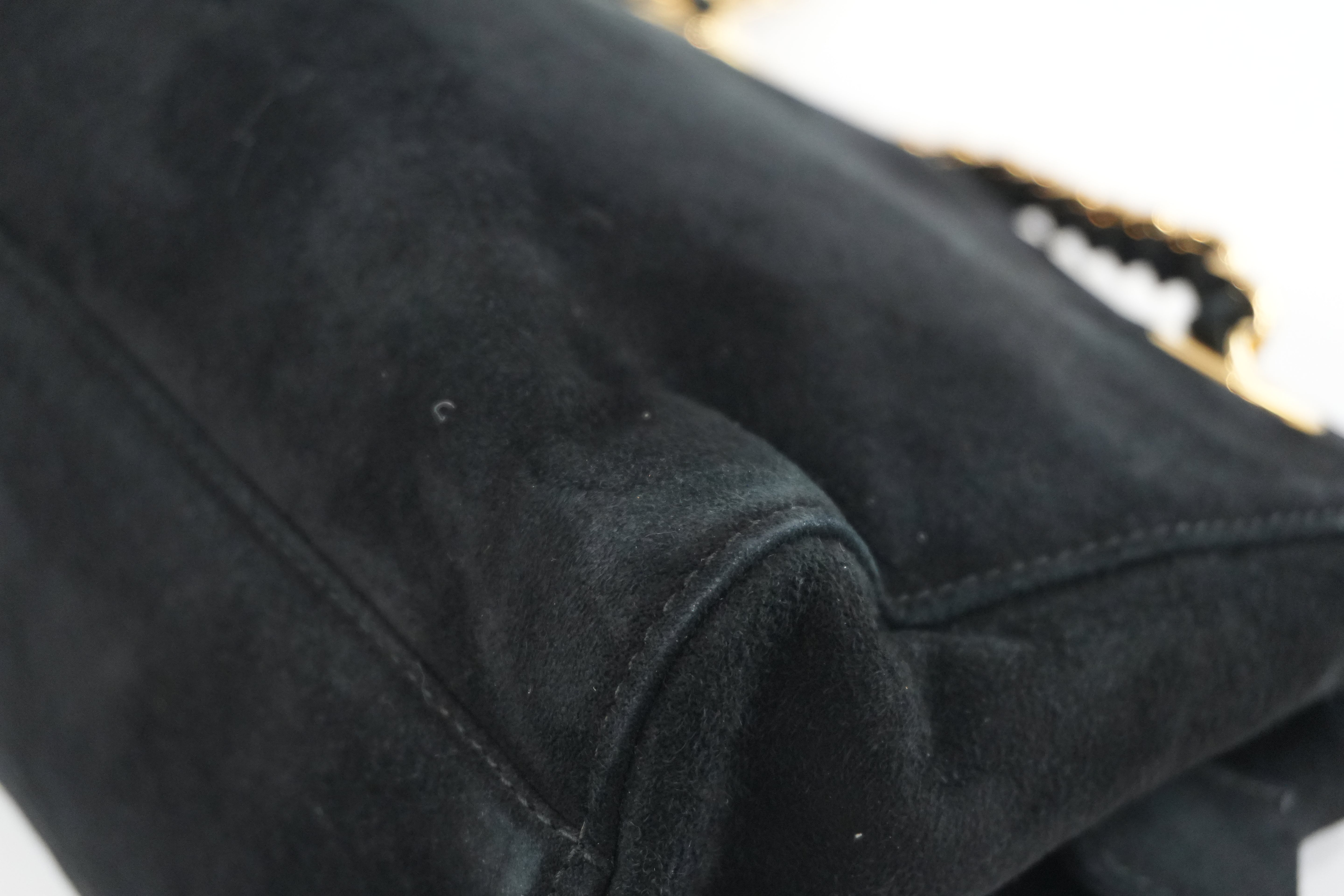 Prada Suede Leather Chain Shoulder Bag Black Used