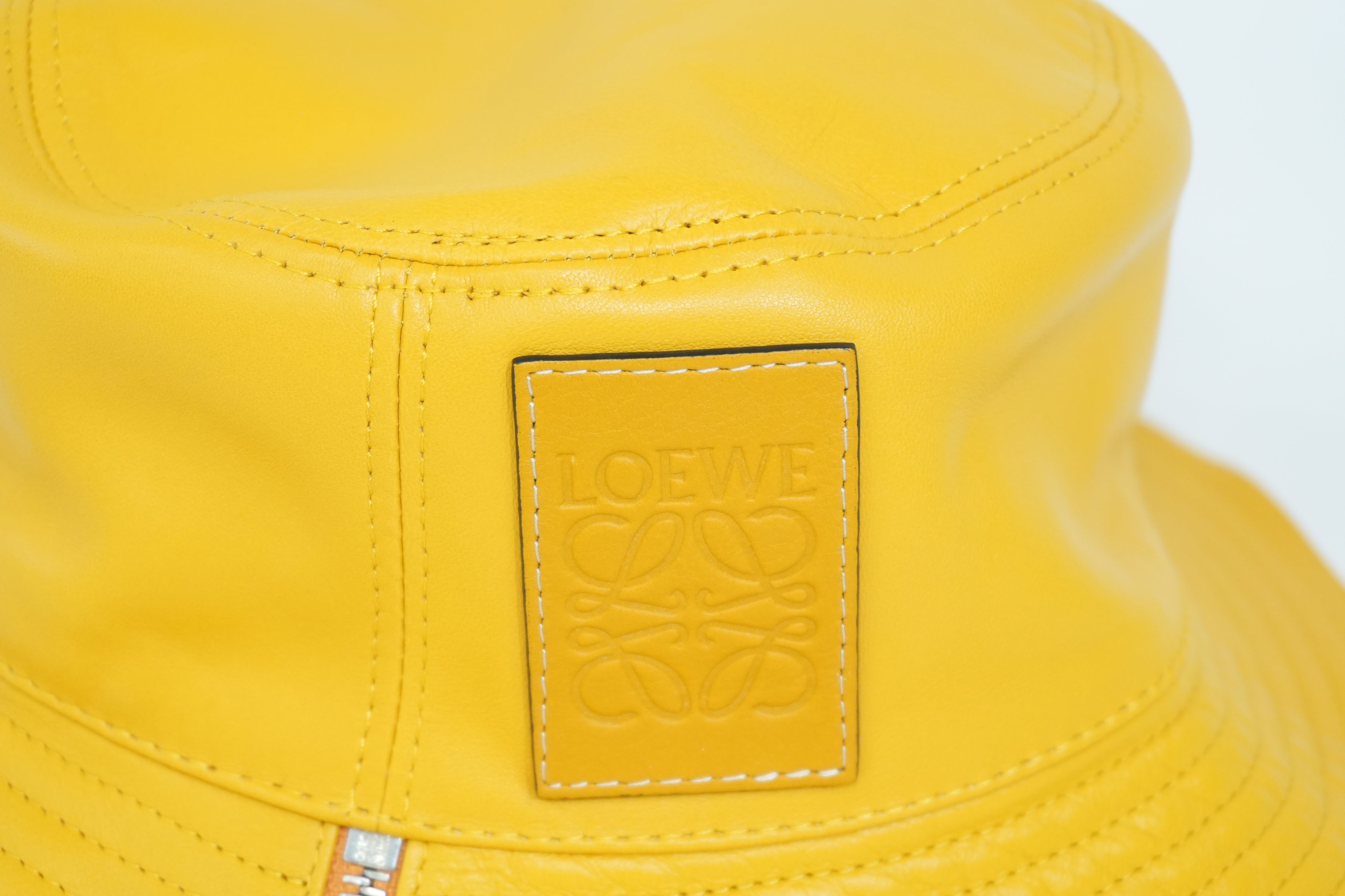 Pre-owned Loewe Seaman Bucket Hat Yellow