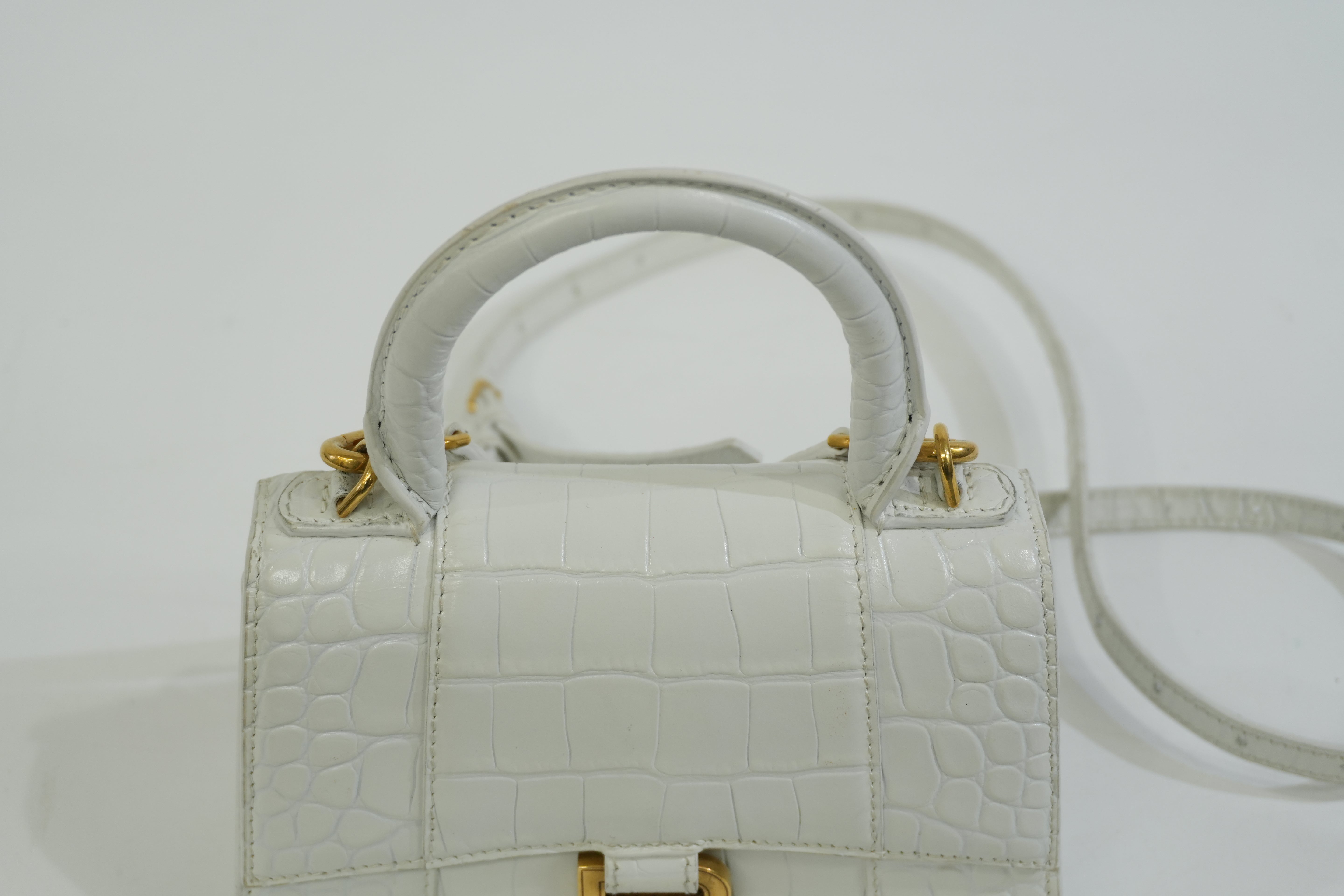 Balenciaga Hourglass XS Top Handle White