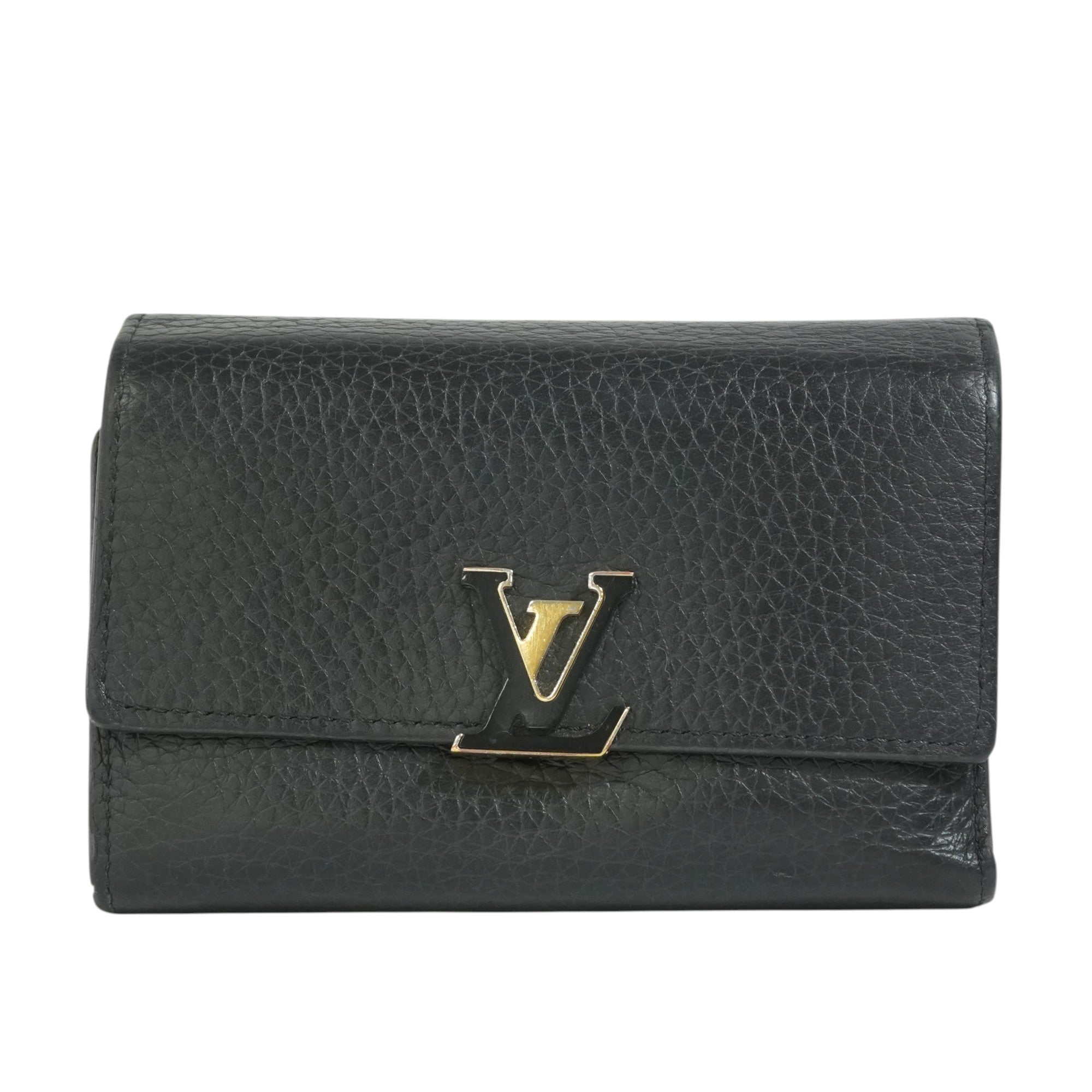 Pre-owned Louis Vuitton Capucine Compact Wallet Black