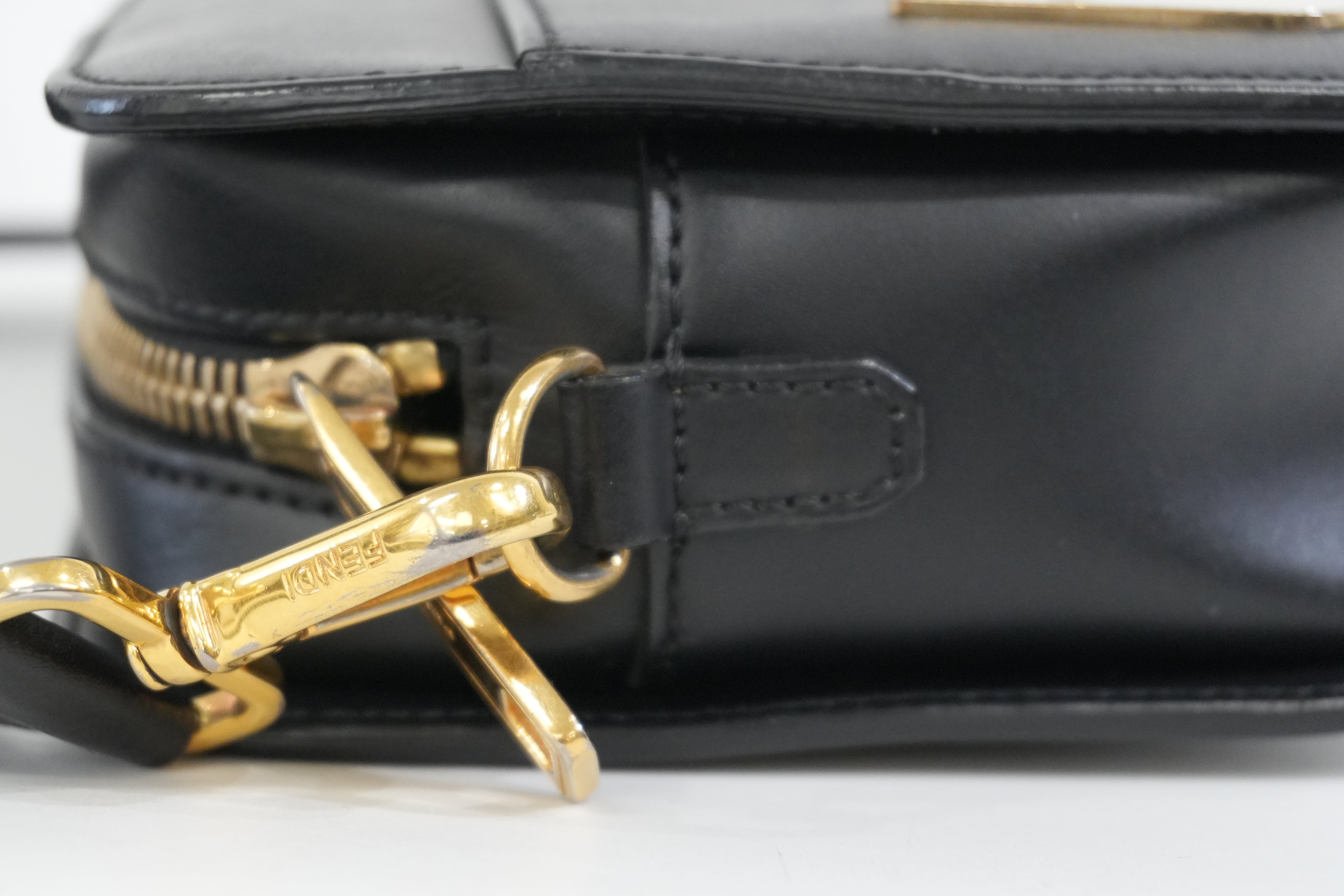 Pre-Owned Fendi Monster Eyes Camera Crossbody Bag Black