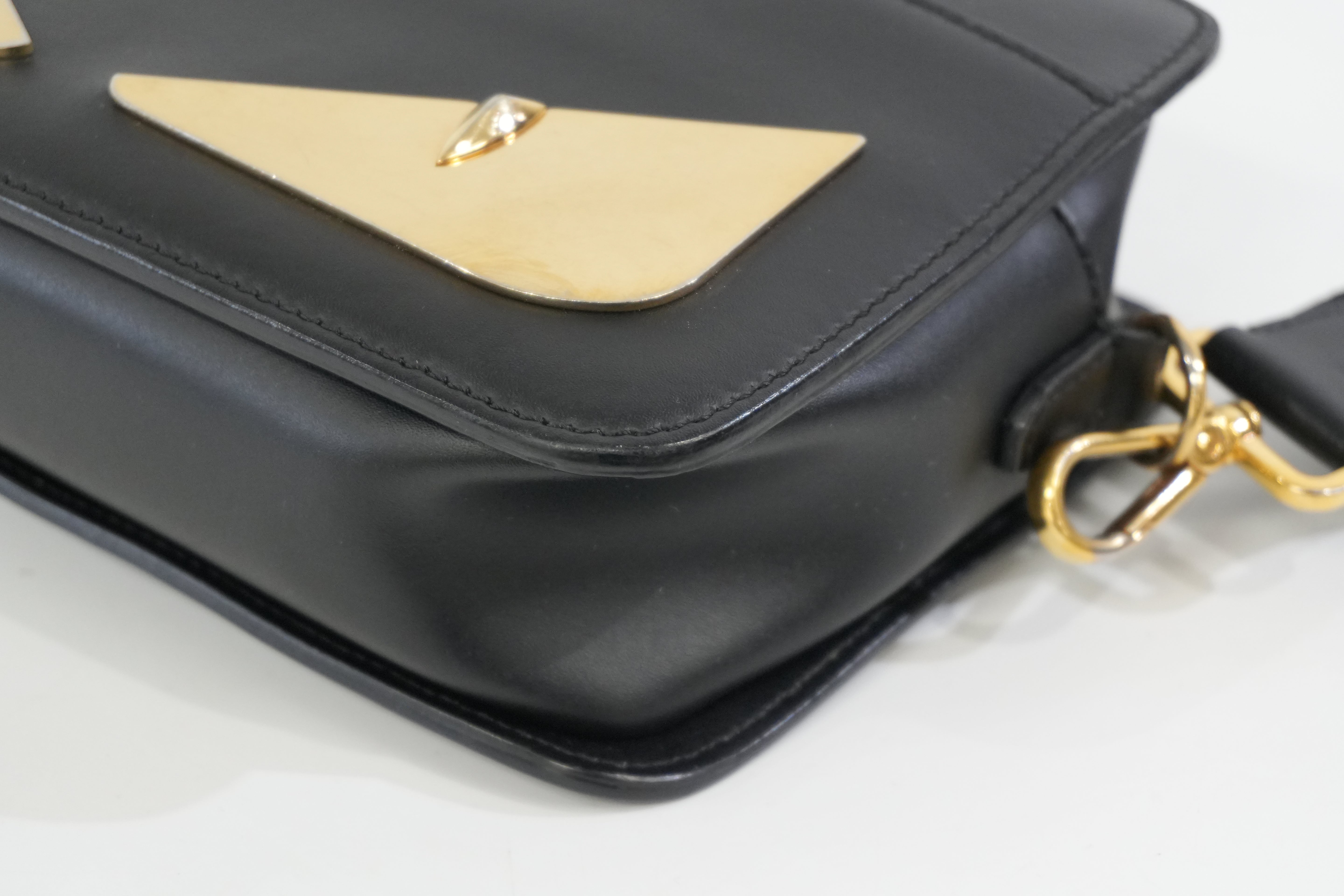 Pre-Owned Fendi Monster Eyes Camera Crossbody Bag Black