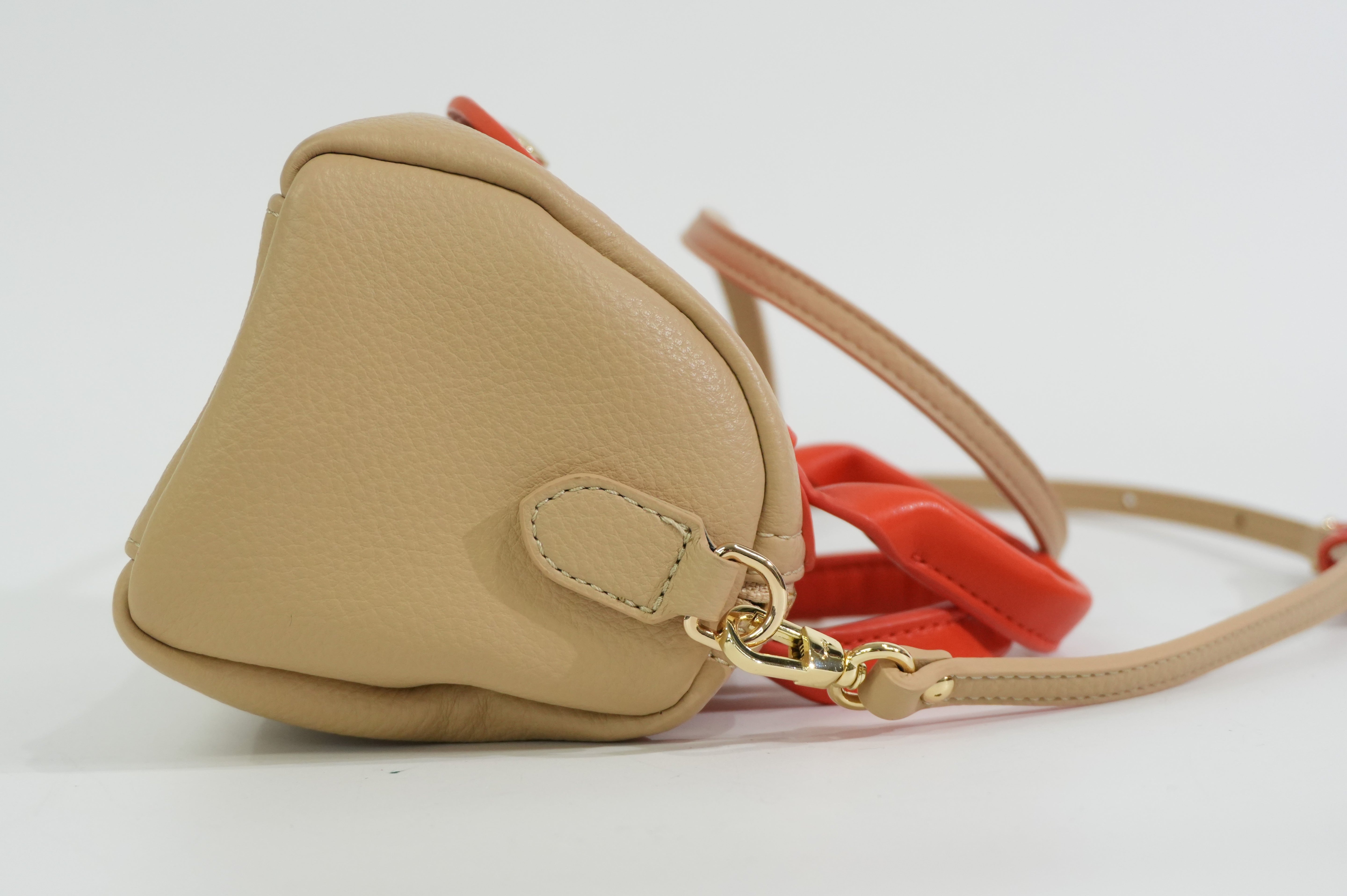 Pre-owned Longchamp Two Way Shoulder Bag Beige and Orange