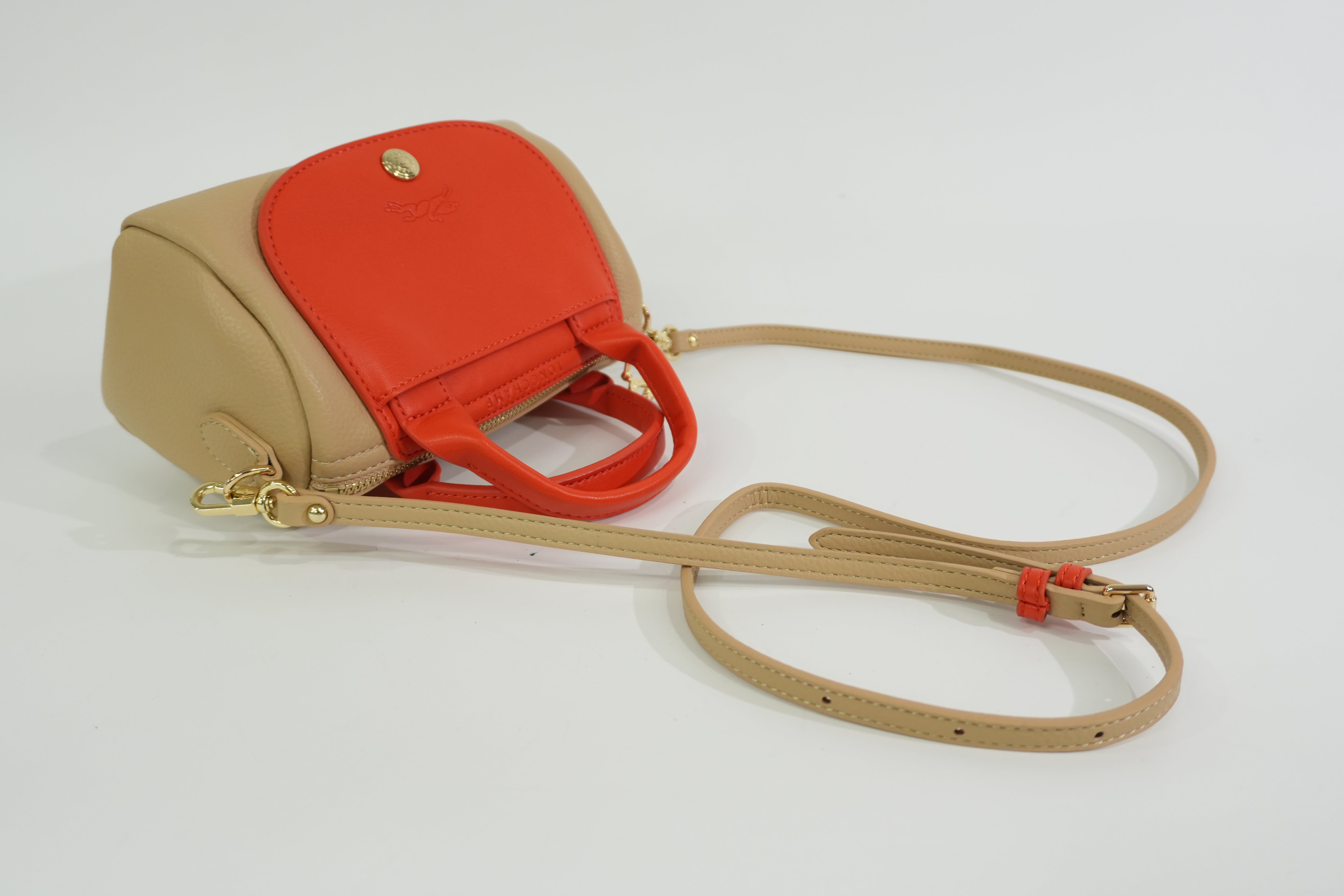 Pre-owned Longchamp Two Way Shoulder Bag Beige and Orange