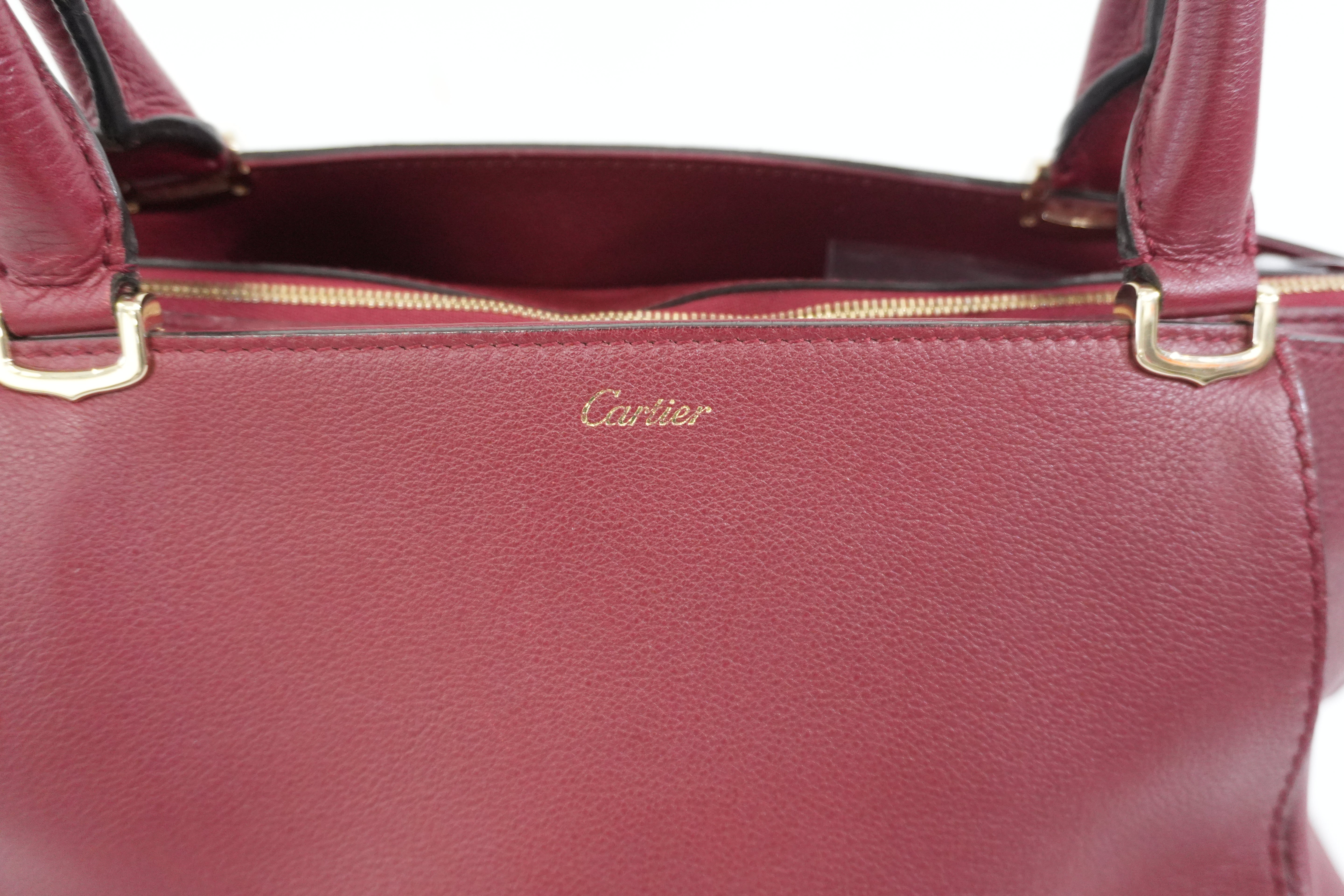 Pre-Owned Cartier C De Cartier Tote Bag Burgundy