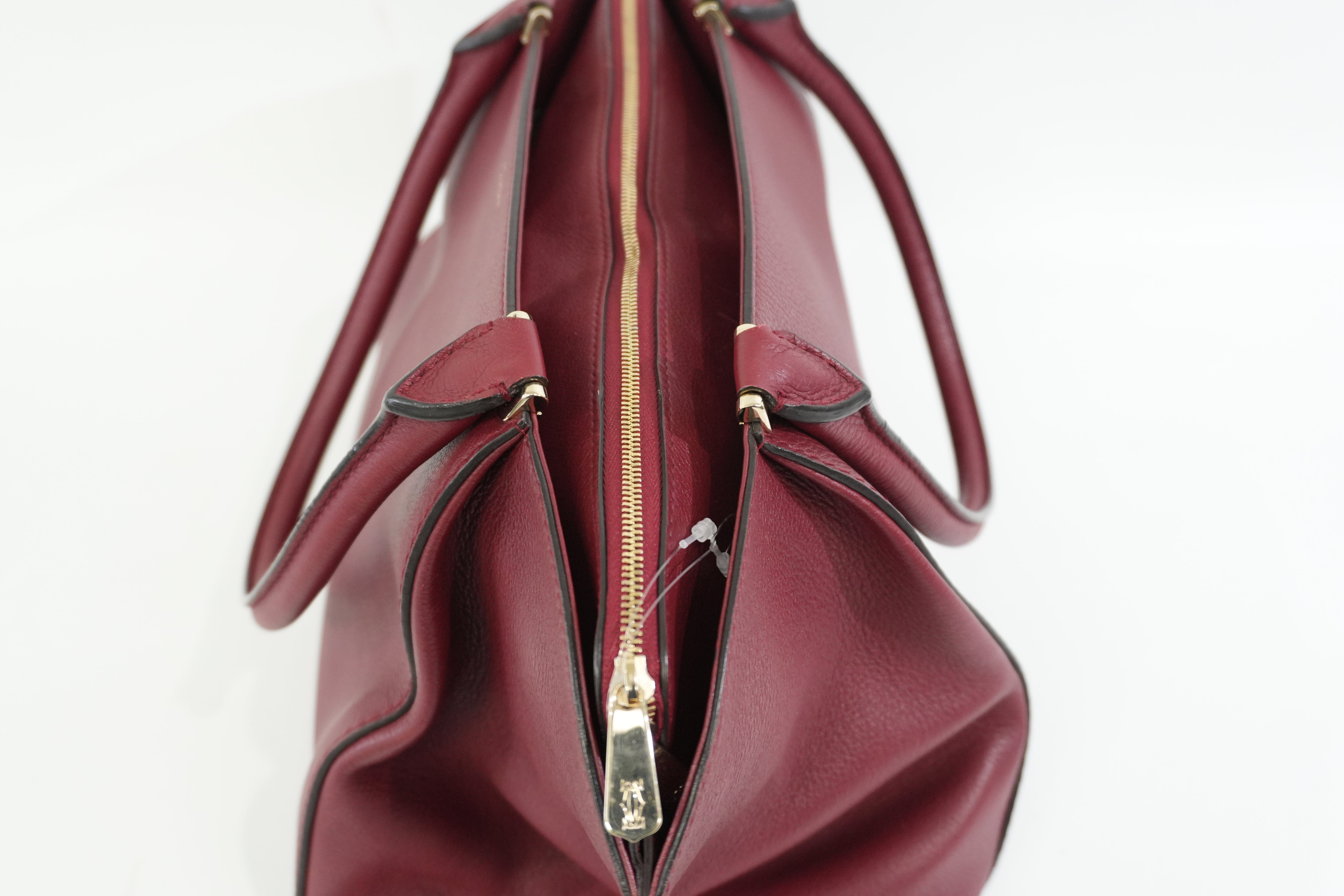 Pre-Owned Cartier C De Cartier Tote Bag Burgundy