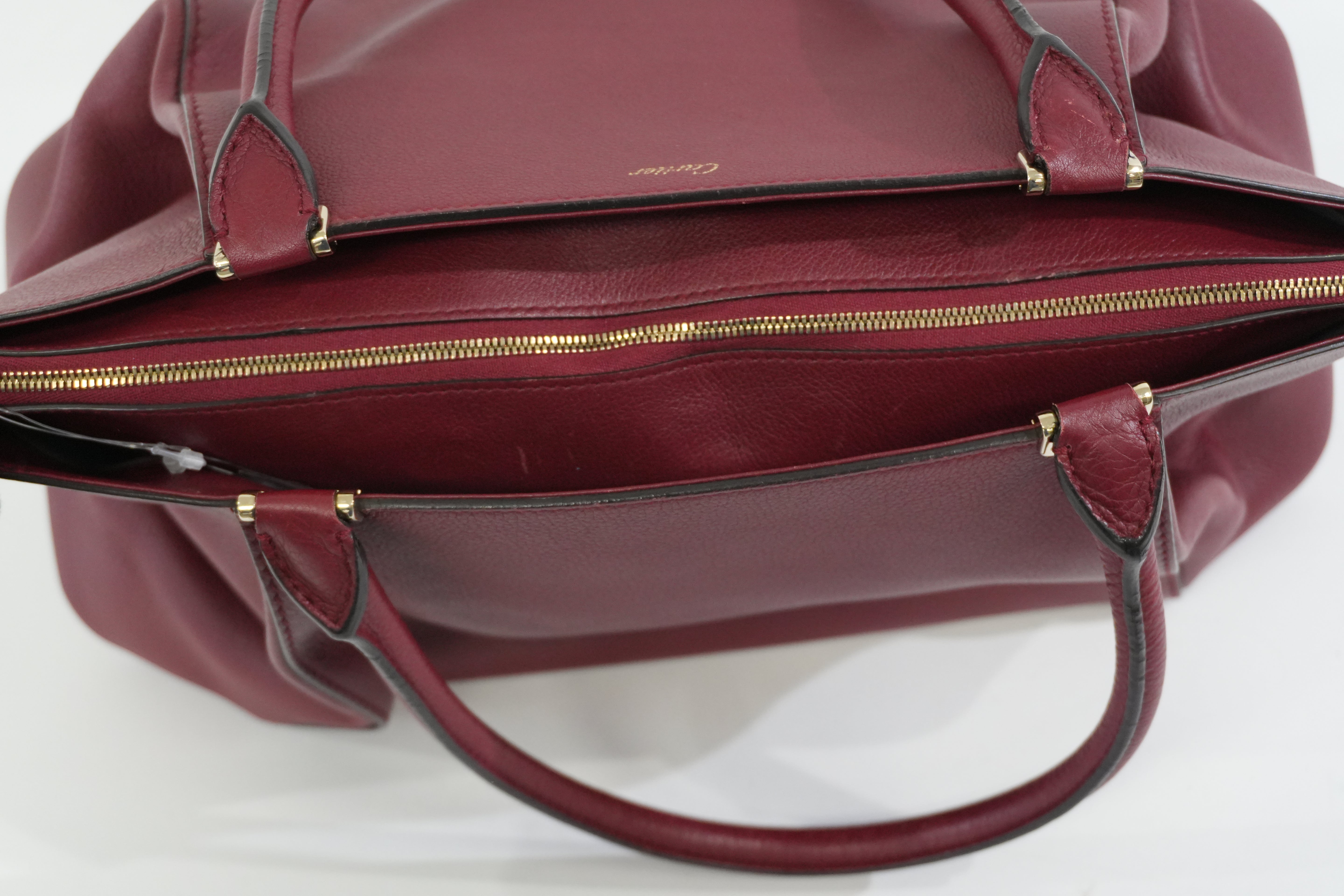 Pre-Owned Cartier C De Cartier Tote Bag Burgundy