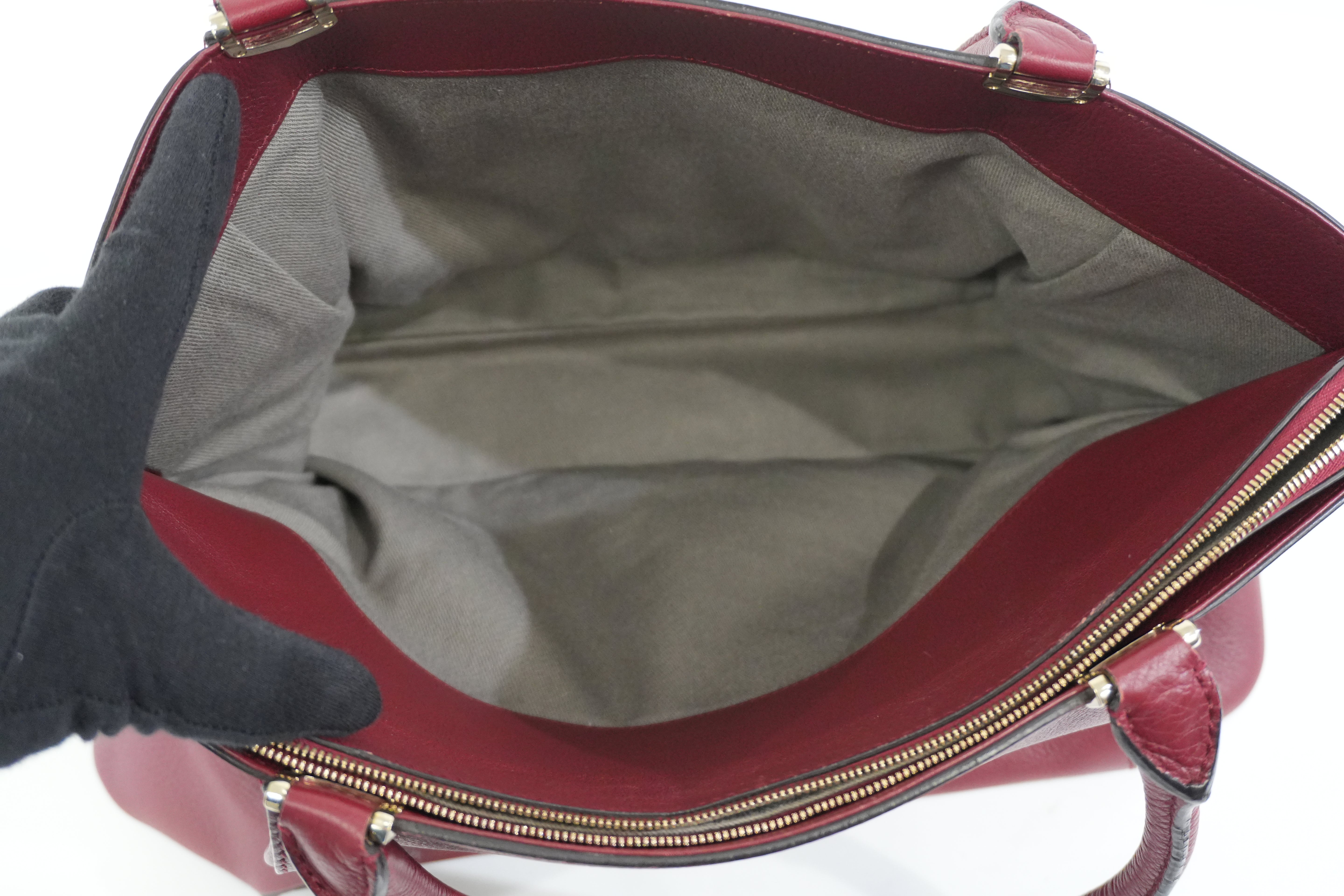 Pre-Owned Cartier C De Cartier Tote Bag Burgundy